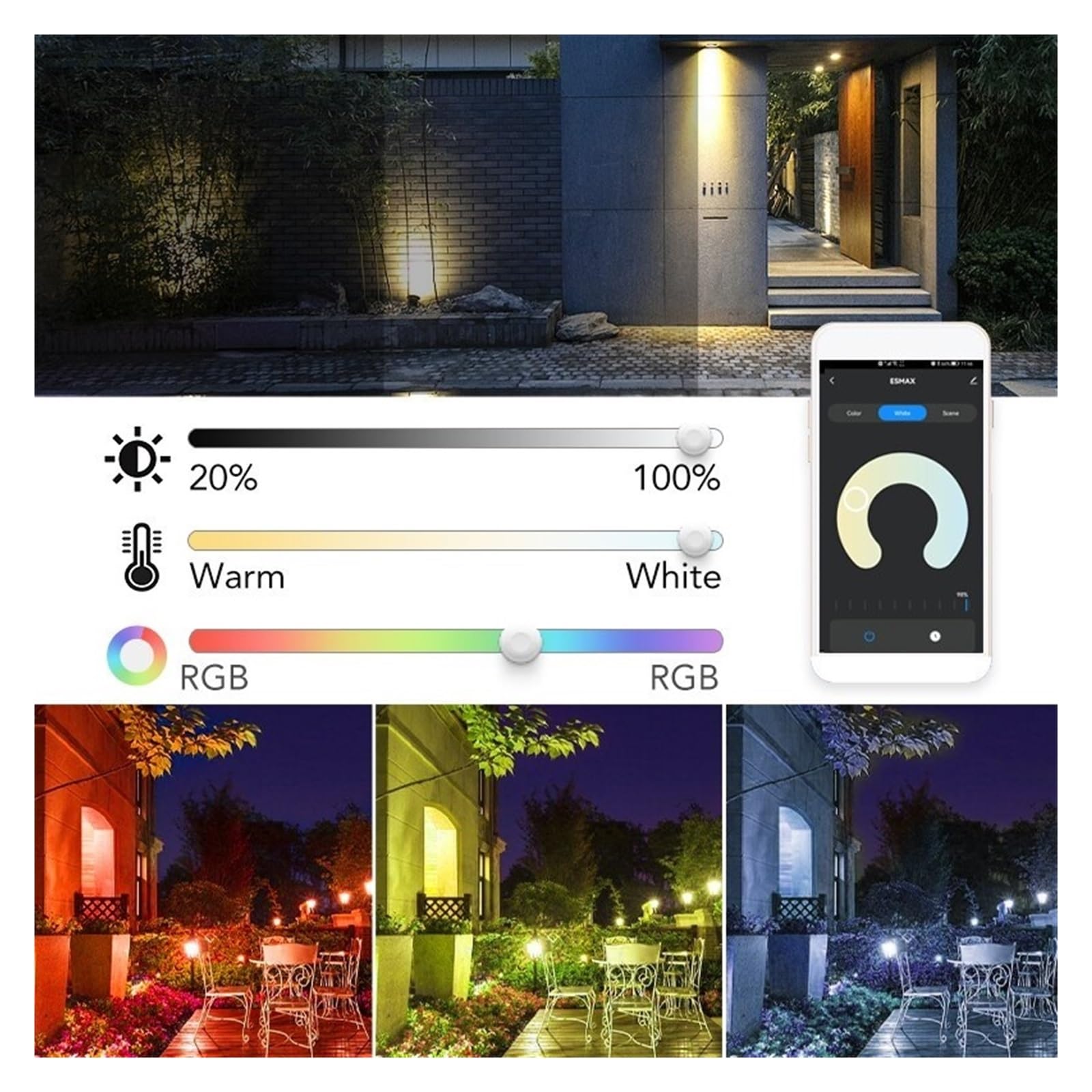 TUYA Reflektor RGB Inteligentna Aplikacja Sterowanie Głosem RGBCW CCT 3000-6500K 30W 50W 100W AC Na Przyjęcie W Ogrodzie Oświetlenie Zewnętrzne Efektywna OszczęDność Energii(100W)