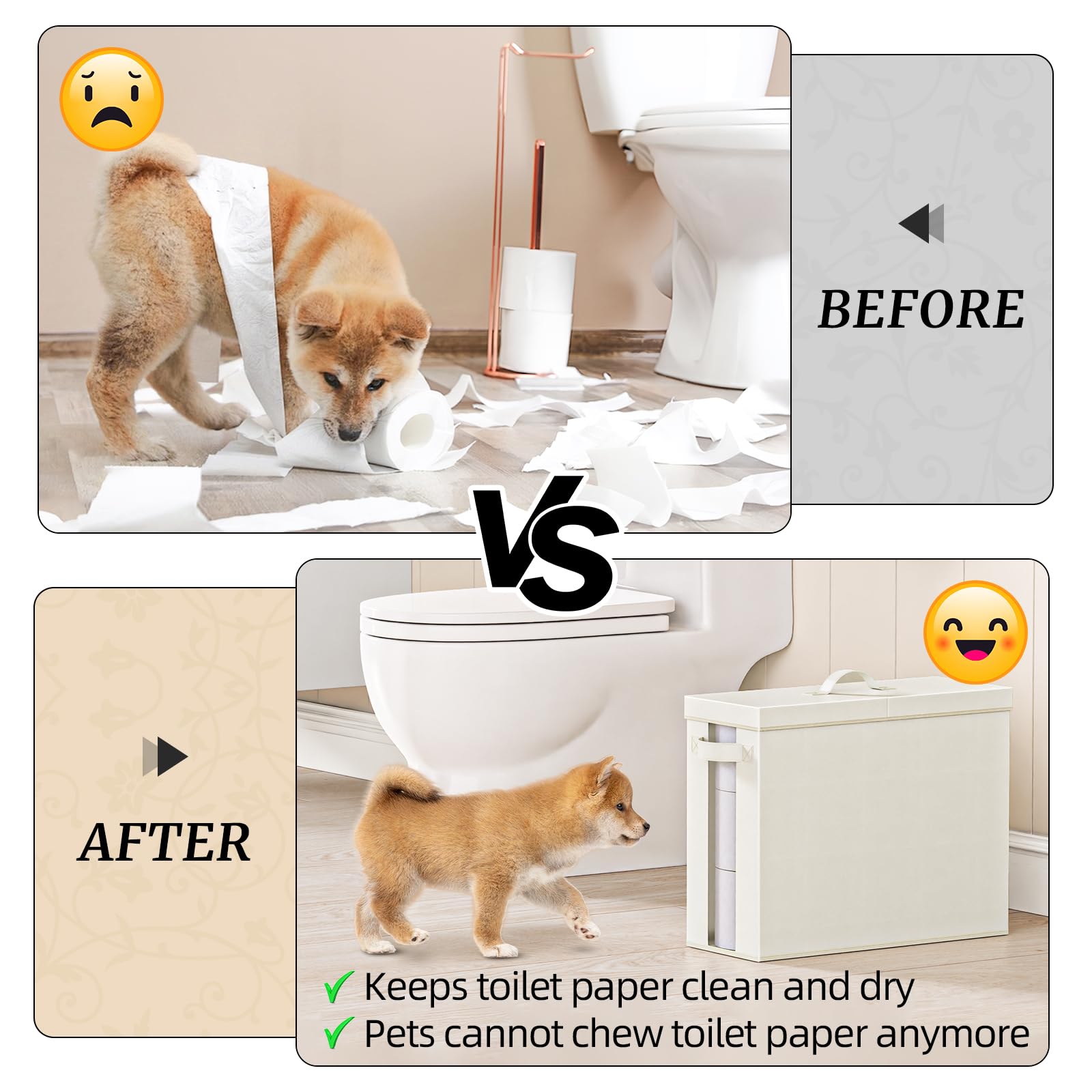 NAMTSO 2 Pack Toilet Paper Storage with Lid and Handles, Foldable Toilet Paper Basket with Clear Plastic Window, Free Standing Moisture Proof Bathroom Tissue Holder for 9 or 12 Rolls, Beige