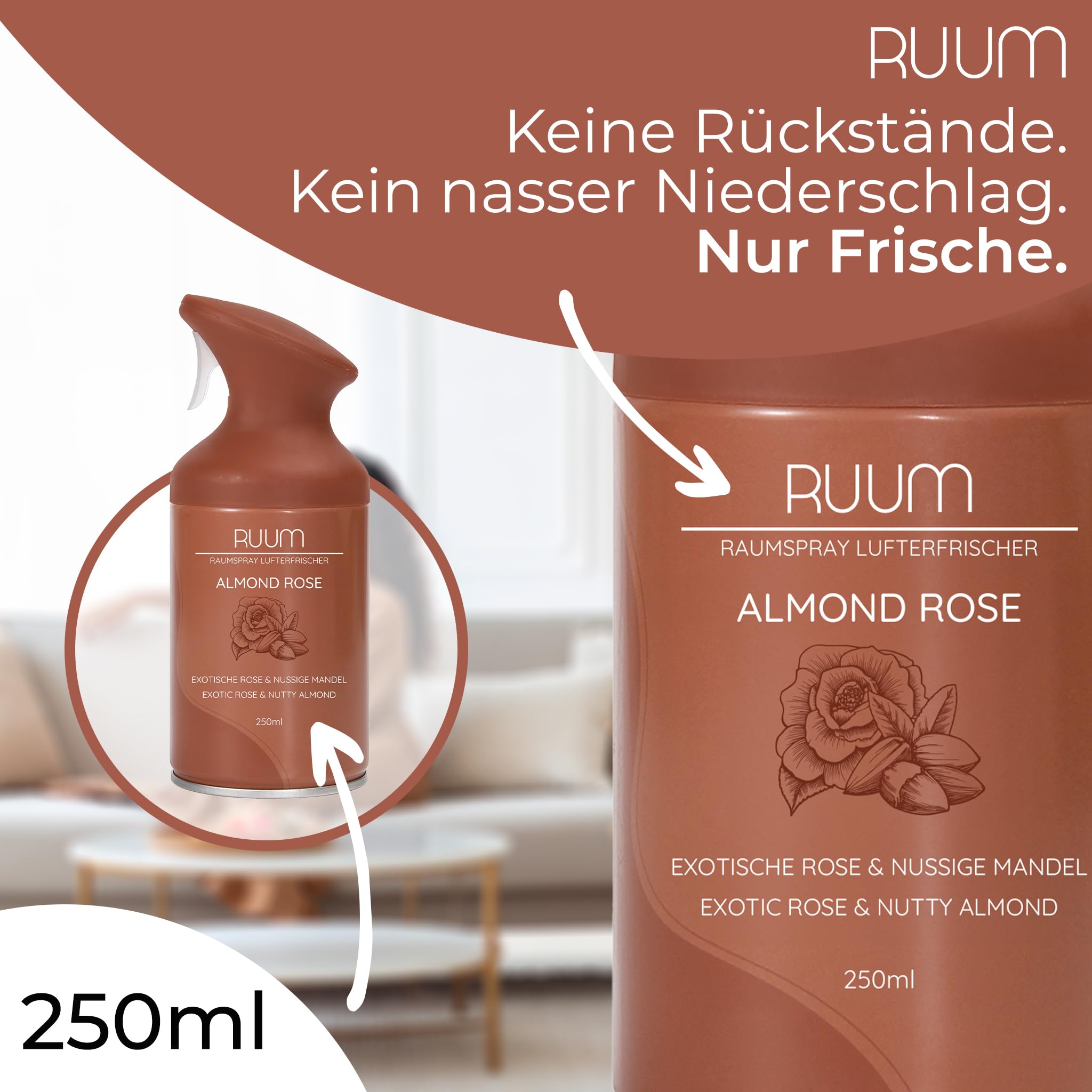RUUM Raumspray Almond Rose, 250 ml, 3er-Pack