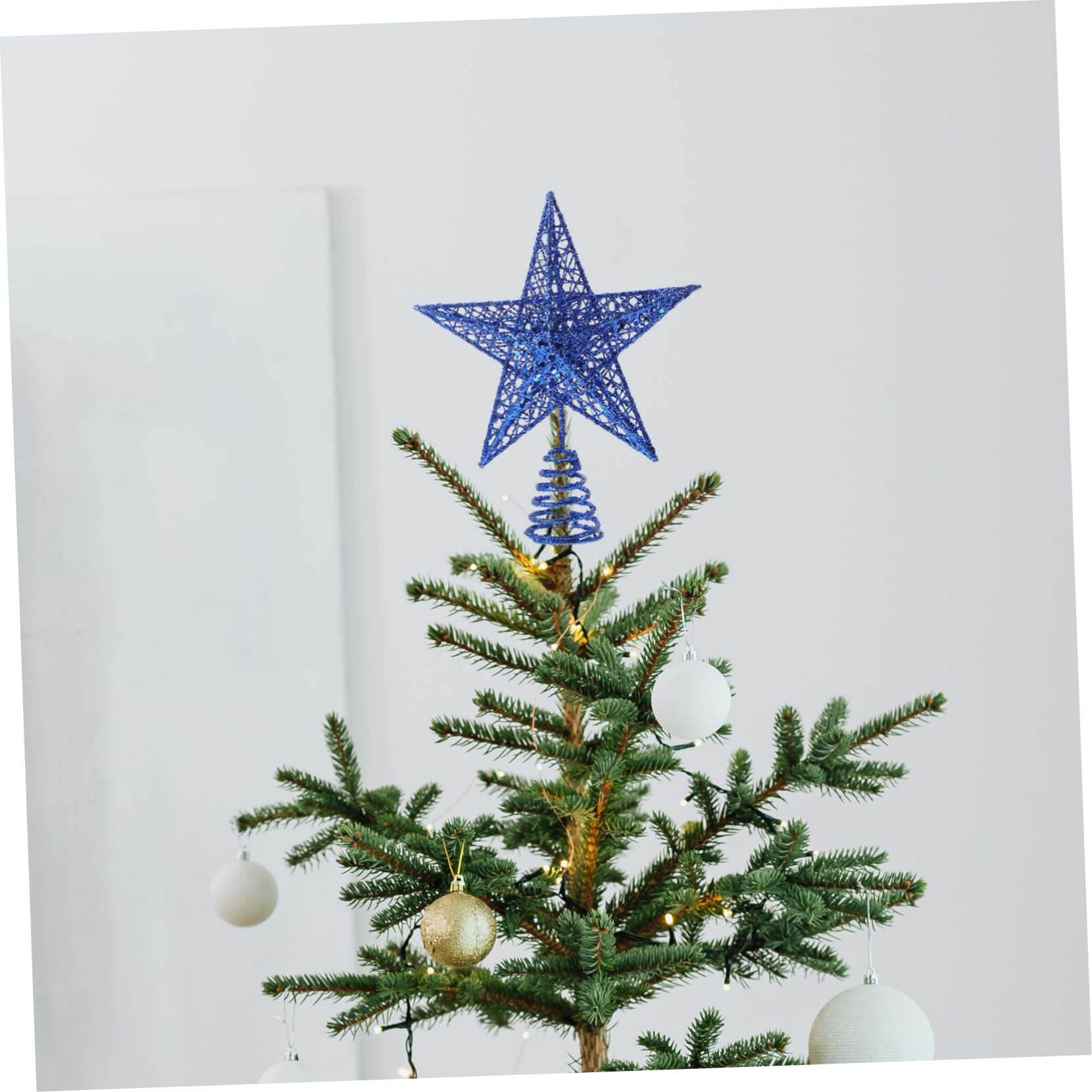 COLLBATH Adorno Punta del Árbol de Navidad Brillantina de Estrella Decoración de Navidad Árbol de Adorno de Estrella