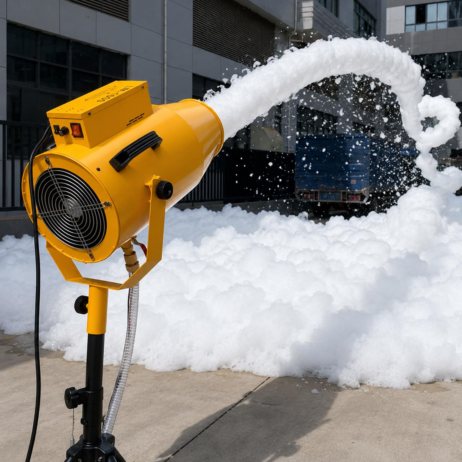 Pealiritansemen Yellow Foam Machine, Foam Party Machine 1000W With Adjustable Tripod, 3-5 M Wide Spray Range, Fast Foam Output For Garden Pool Party, School Event And Outdoor Carnival Fun