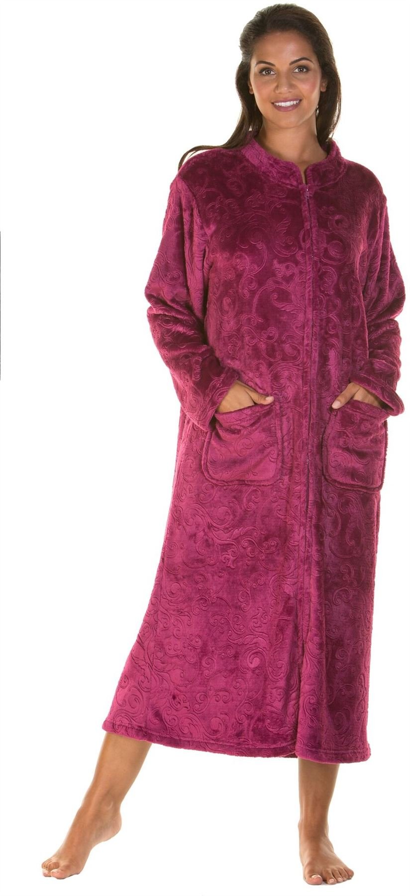 Lady Olga Embossed Zip Gown 4046 Dark Rose 22-24