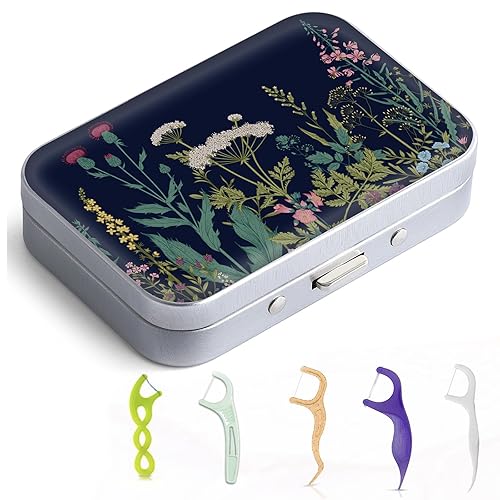 Gerkia Estuche portátil de hilo dental, fácil de almacenar púas de hilo dental de varios tamaños, dispensador de hilo dental portátil es perfecto