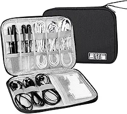 Bolsa Organizadora Portátil para Cabos e Acessórios Eletrônicos, Estojo Multifuncional de Viagem Loja Estliny (Preto)