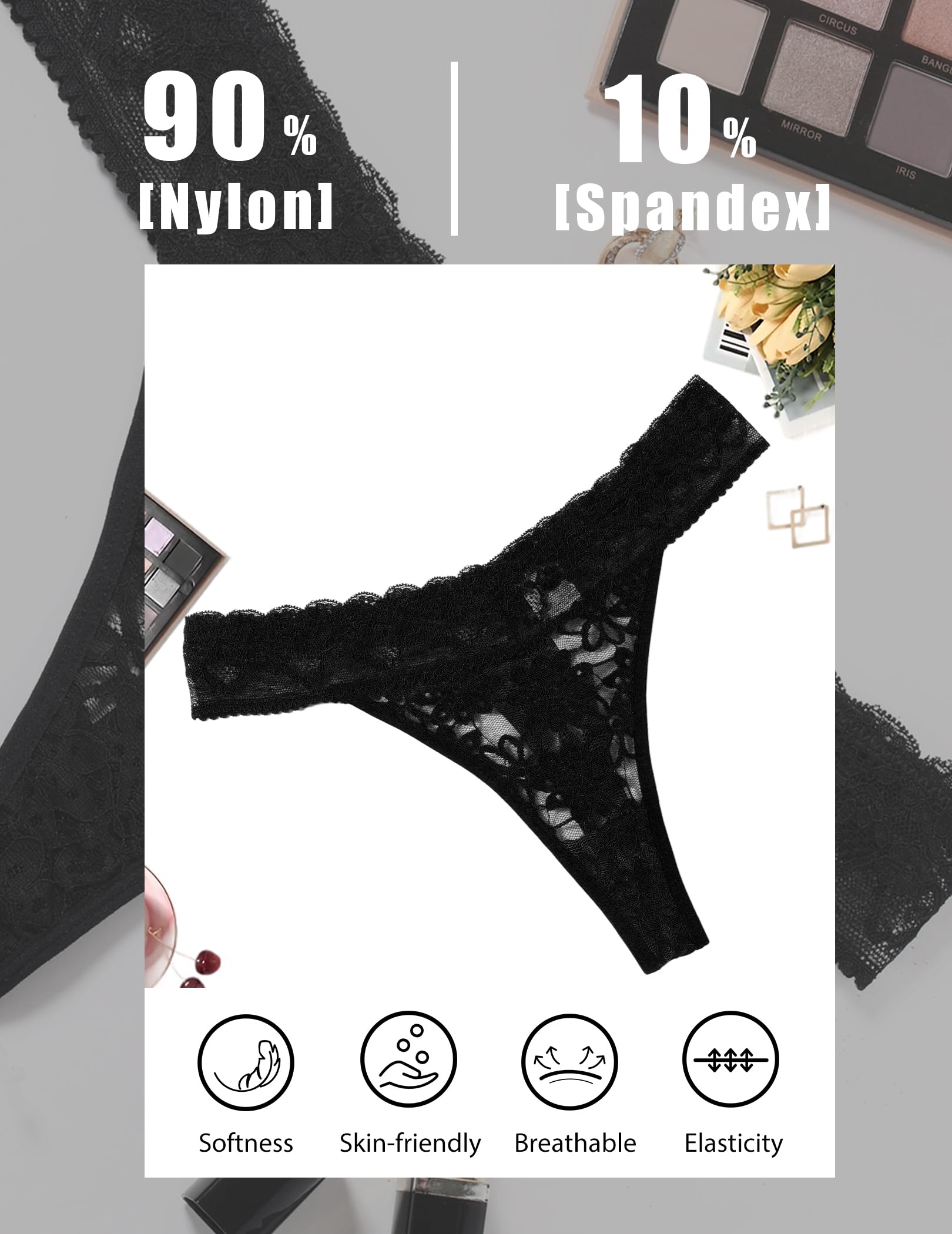 Avidlove Tangas de encaje sexy para mujer, ropa interior brasileña de cintura baja