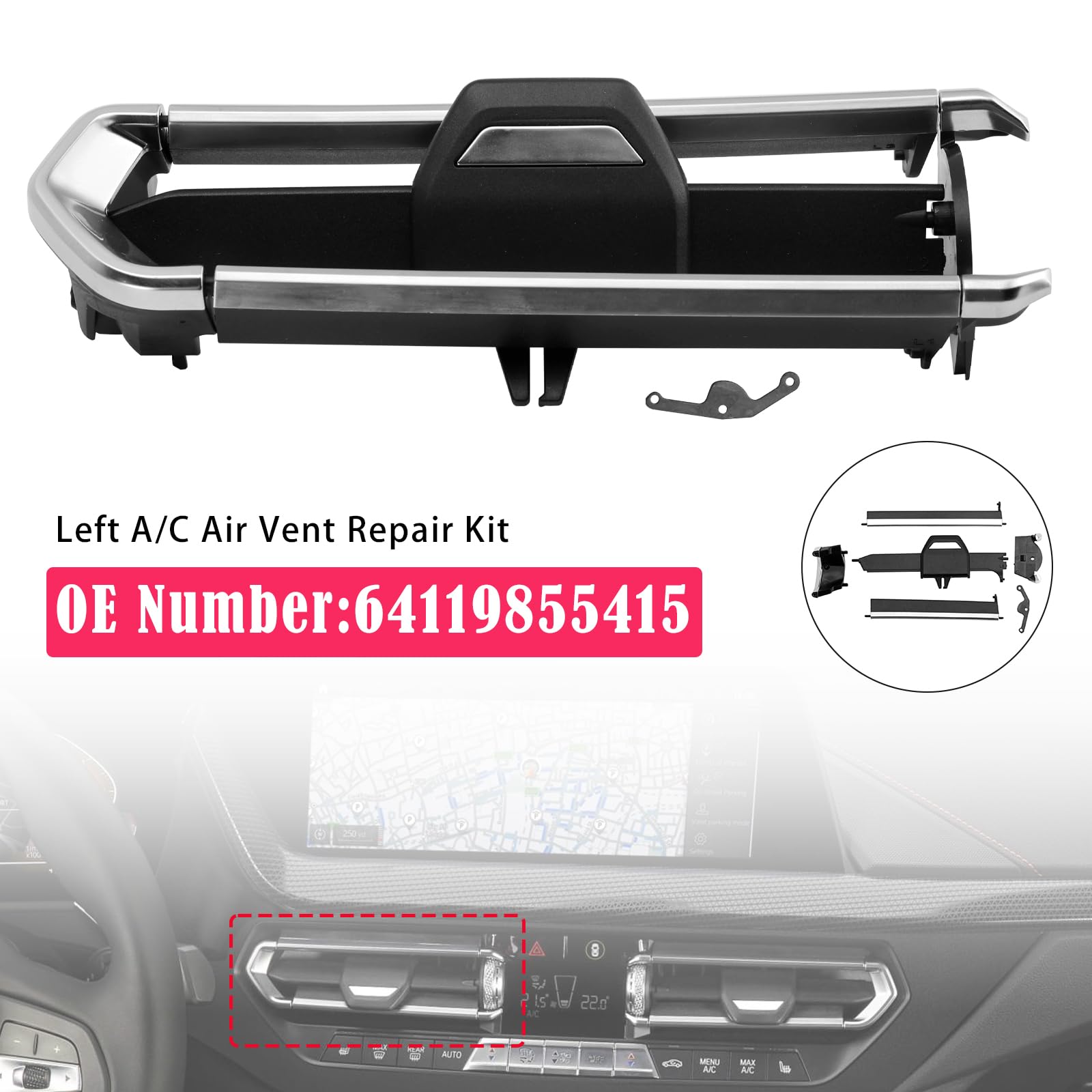 MAD HORNETS Left A/C Air Vent Repair Kit 64119855415 Passend für BMW F40 F44 G20 G26 G01 G29