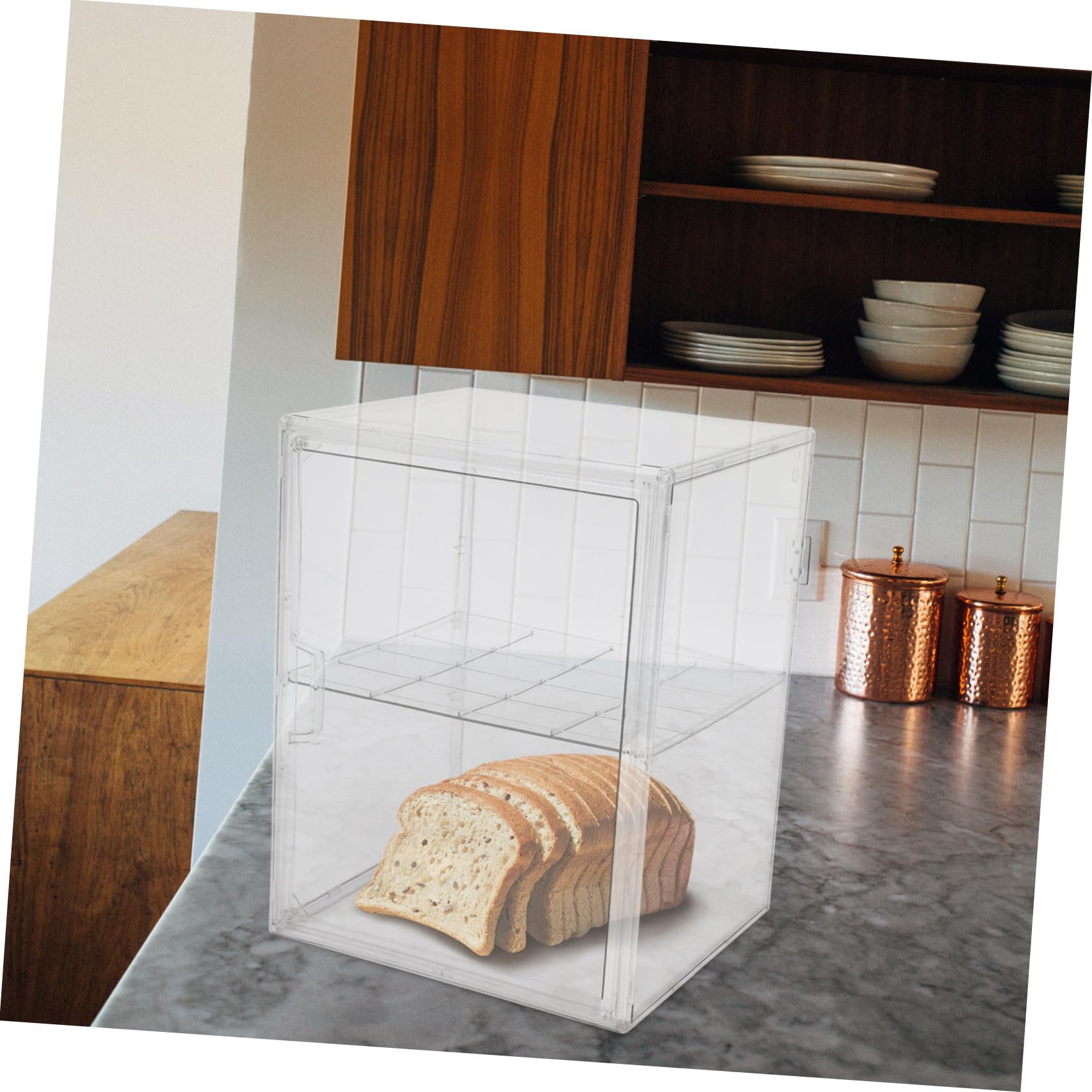 Cabilock De Cocina De Doble Capa Contenedor De Pan Transparente Caja Para Alimentos Ligera y Duradera