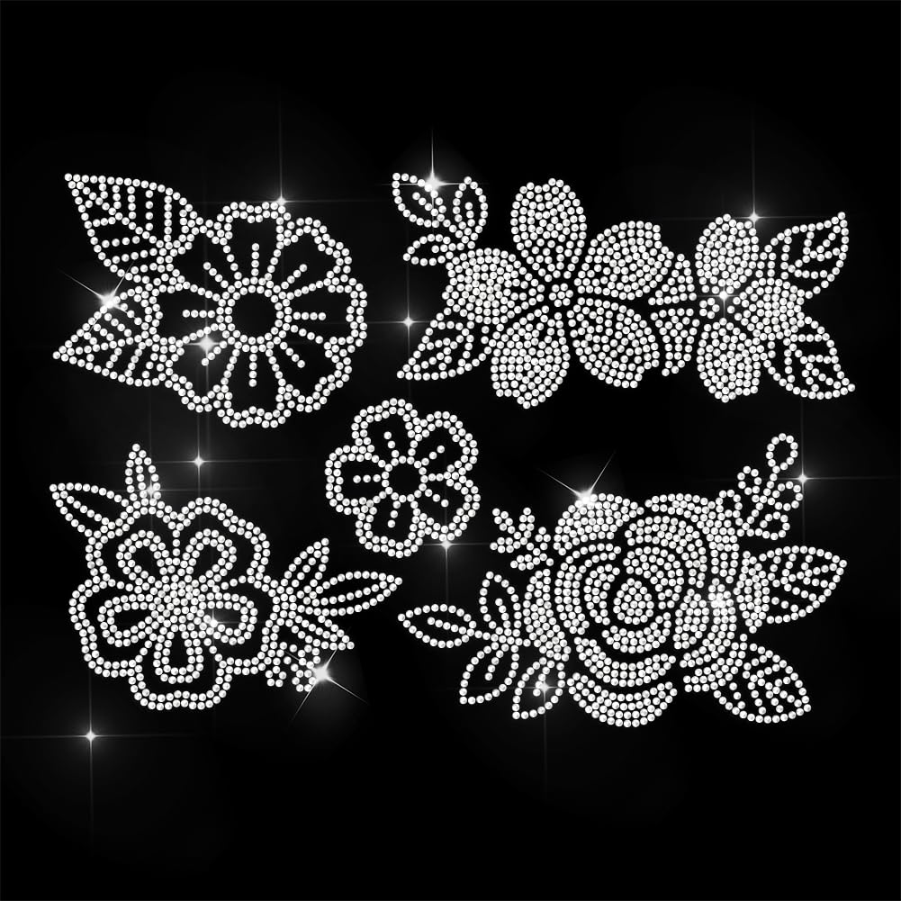 Transfert thermocollant fleurs strass ANATTASOUL 29,5x20,8 cm pour customiser t-shirt