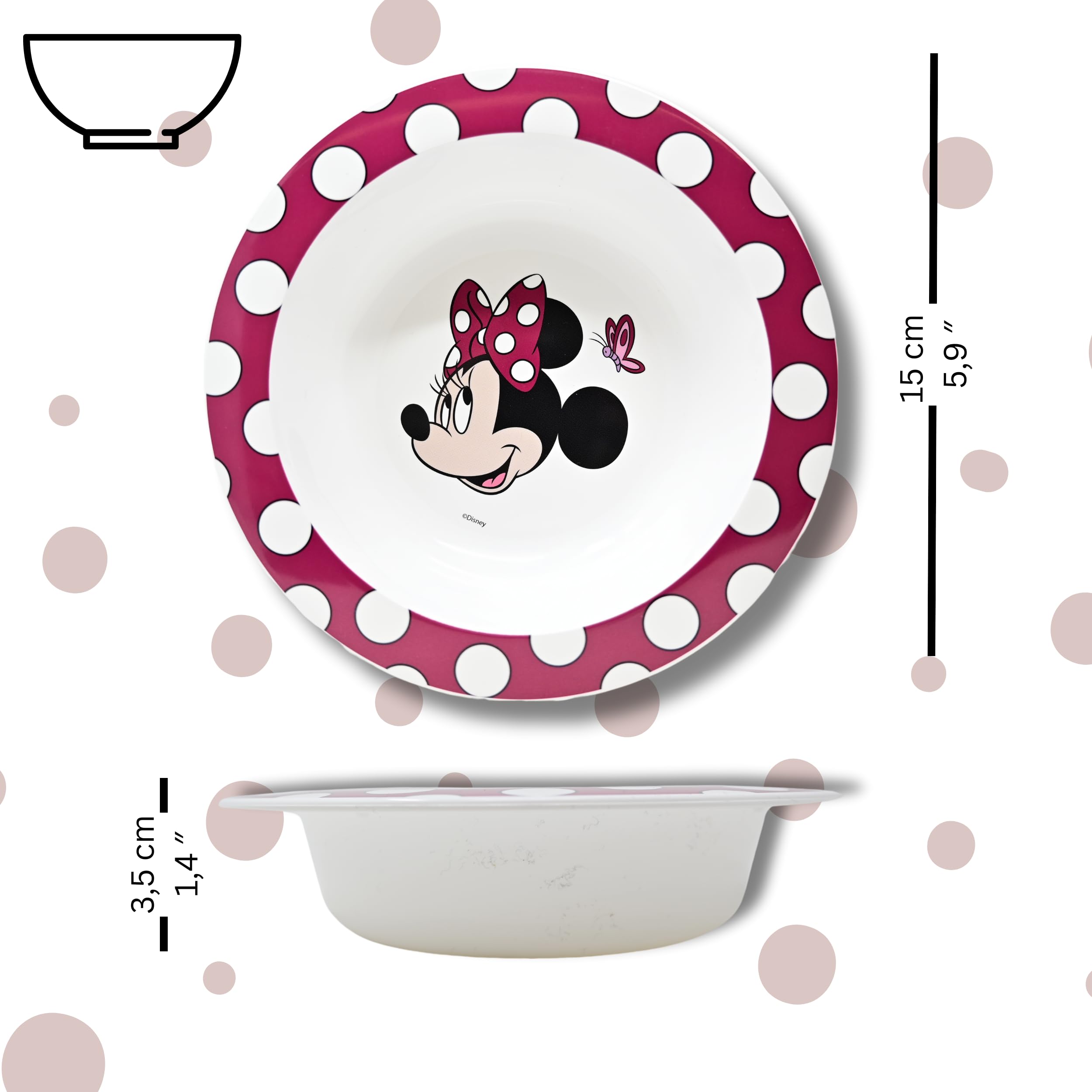 Set Stoviglie Bambini Minnie - Piatto, Ciotola E Tazza Senza BPA - Foto 8