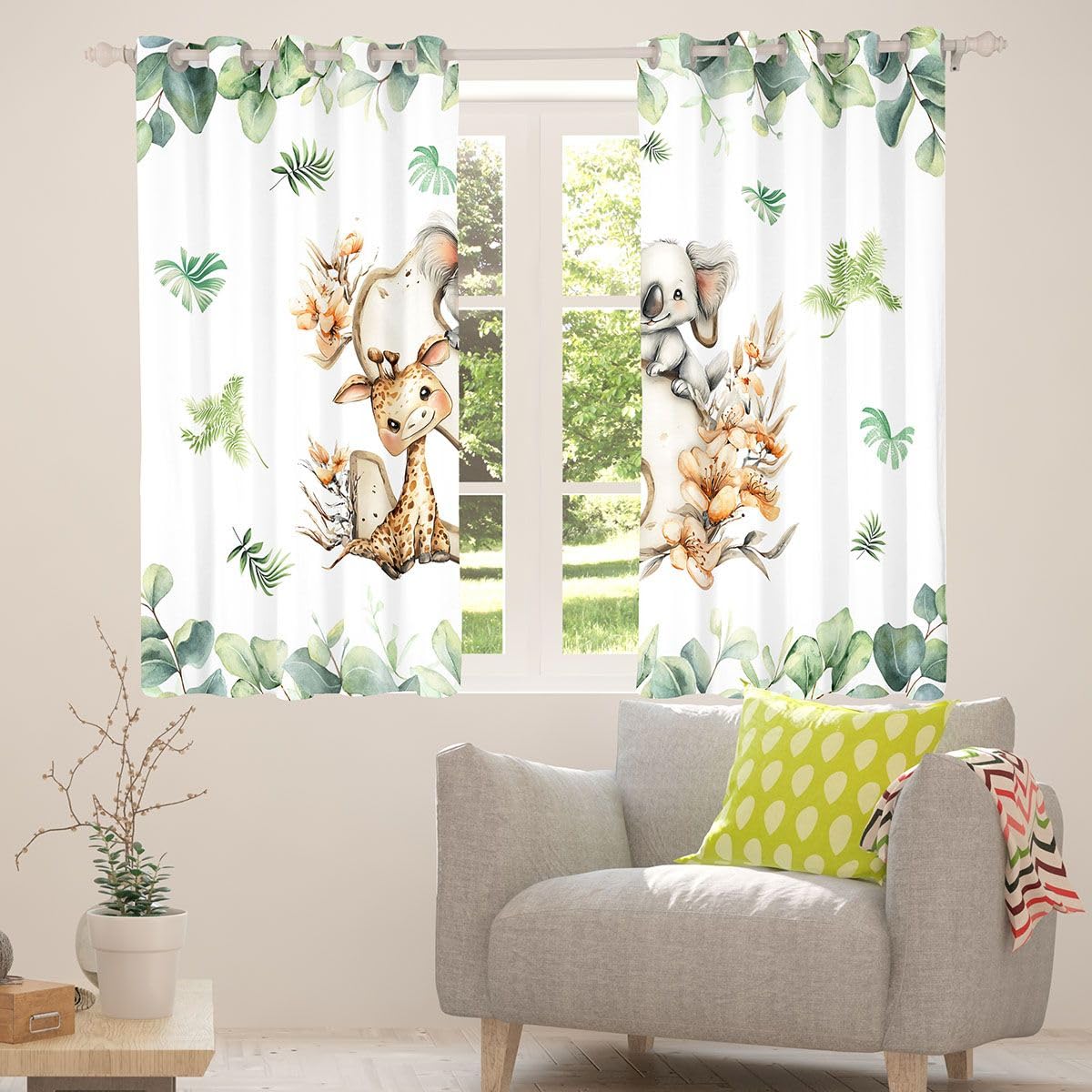 Homewish Kinder Dschungeltier Vorhänge 245x140(HxB)