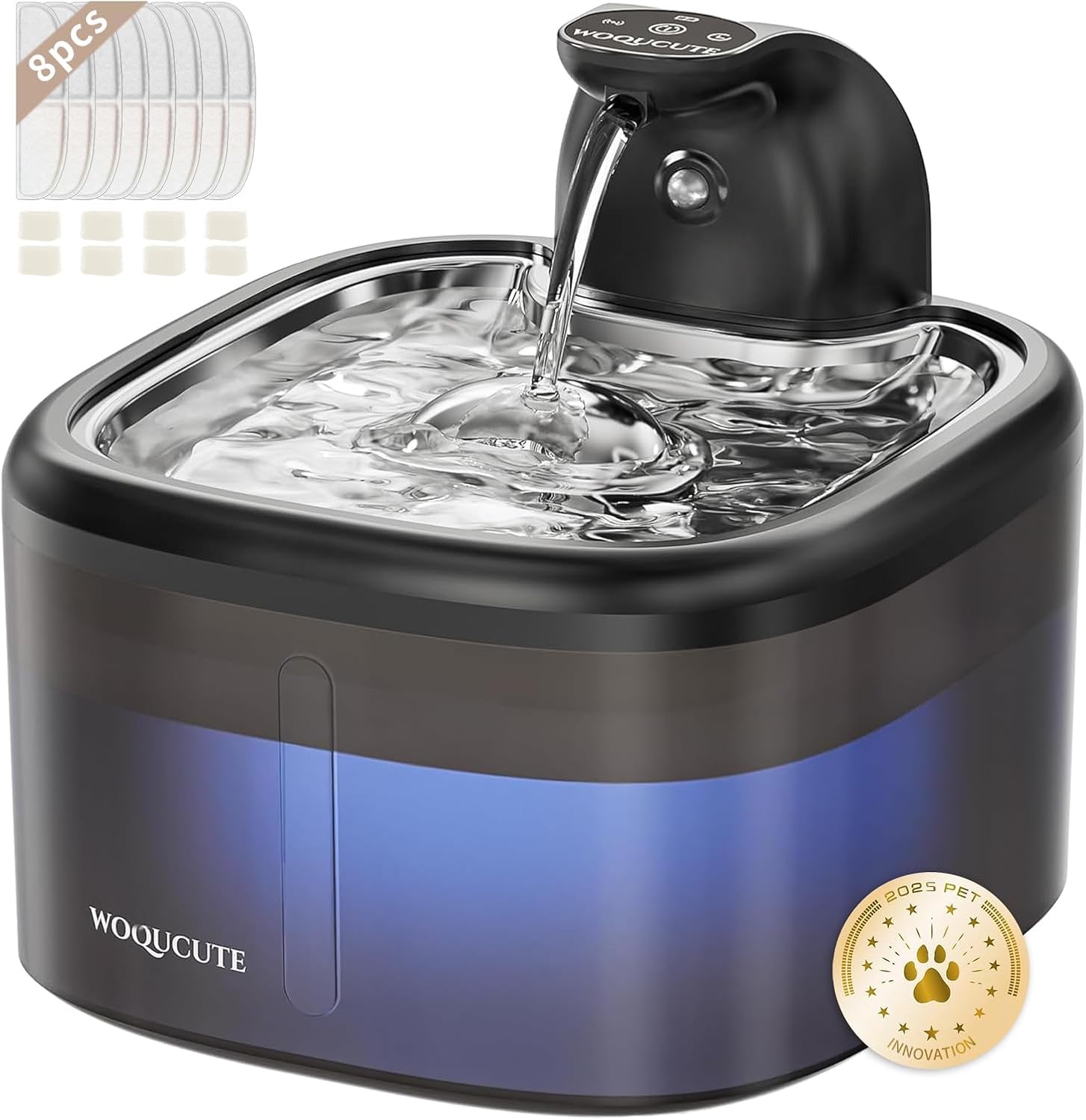 Fuente de Agua para Gatos Inalámbrica 3.5L, Silenciosa con Sensor/Timer