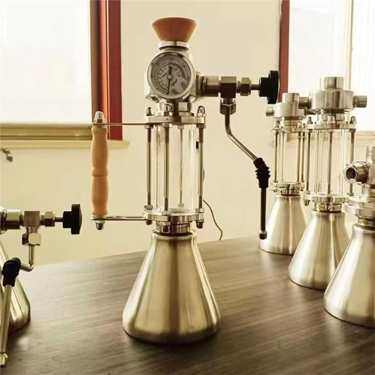 Montalatte e vaporizzatore per cappuccino e latte macchiato, 350 ml, pressione 9 bar, con valvola di sfiato e manometro, ideale per latticini e latte vegetale
