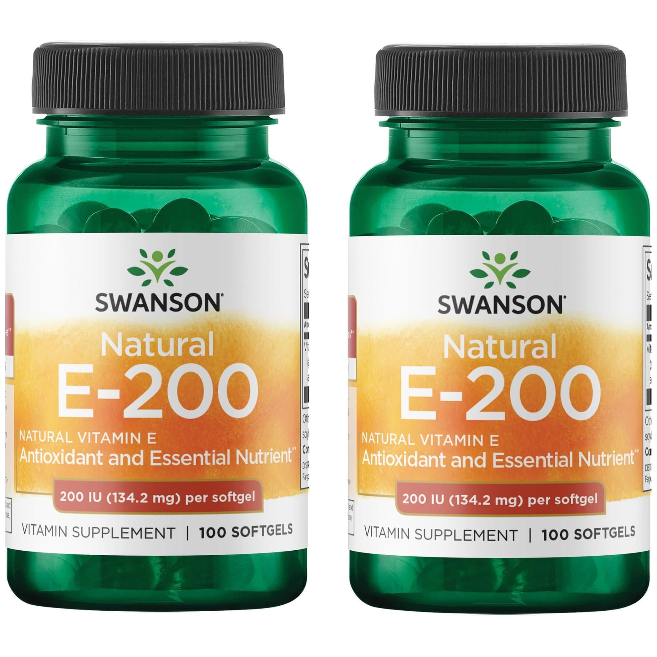 Swanson Vitamin E Heart and Tissue Protection 200 IU, 100 Softgels, 2 Pack 100 Count (Pack of 2)