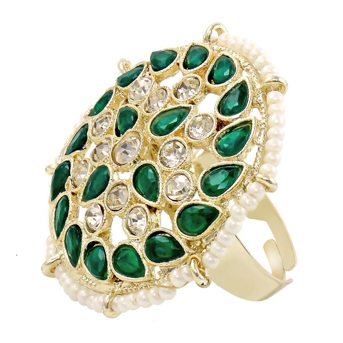 nakabh Gold Plated Wedding Collection Adjustable Finger Ring For Women (1600145P)-picture-32