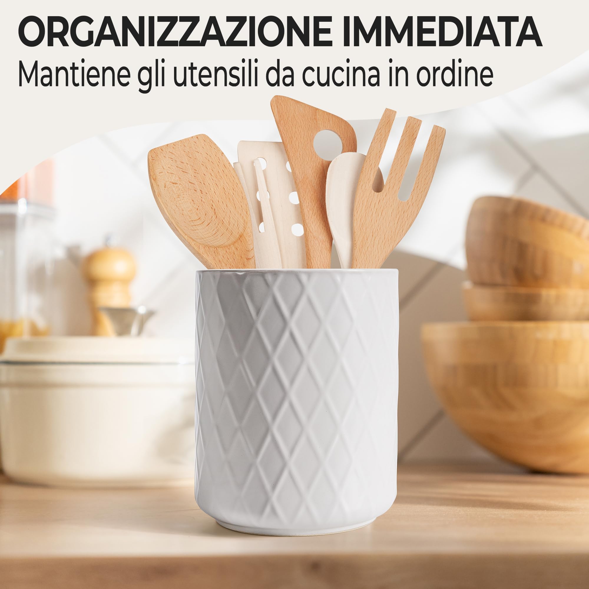Contenitore per posate e utensili da cucina capiente e pratico
