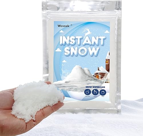 Nieve falsa de 10 onzas de nieve instantánea que hace 10 galones, nieve artificial ideal para decoraciones navideñas de nieve e invierno