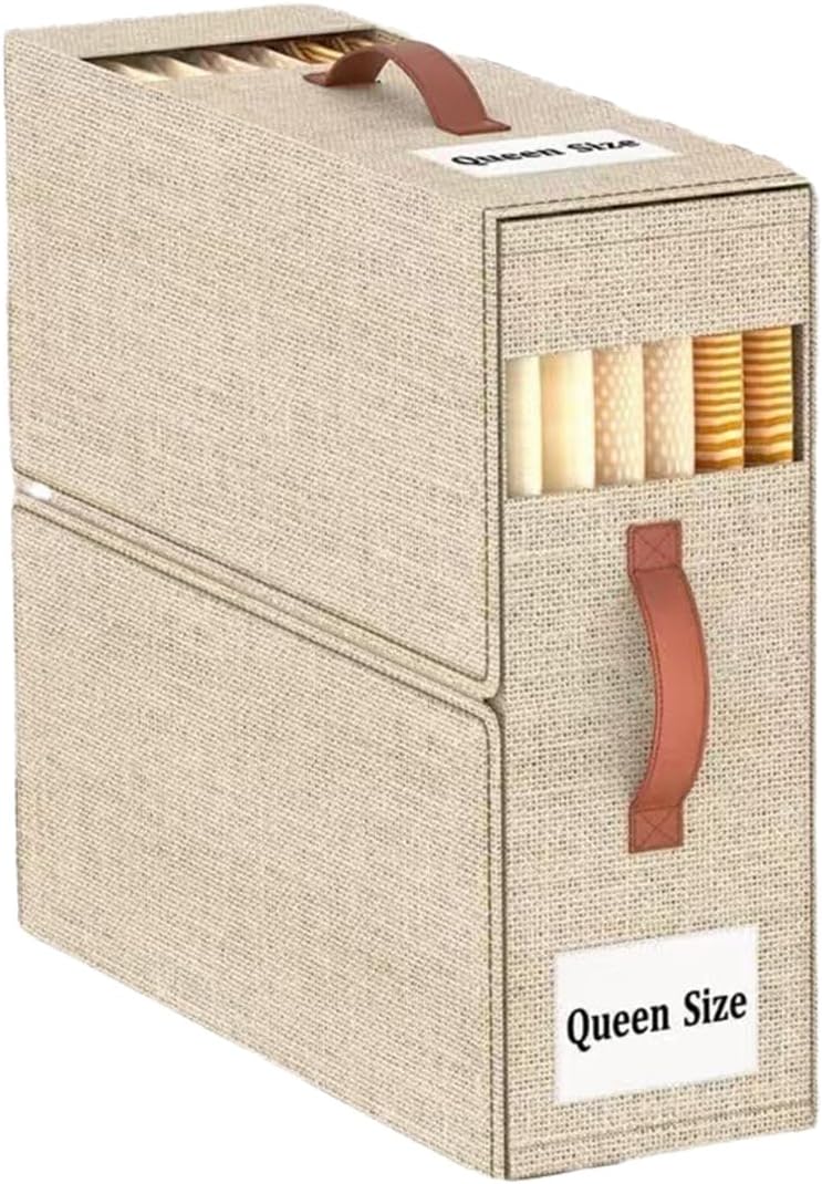 （1 Pcak Sheet Organizers And Storage With Handles – Foldable Linen Closet Storage– Clear Window & Removable Labels – & Space-Saving Design