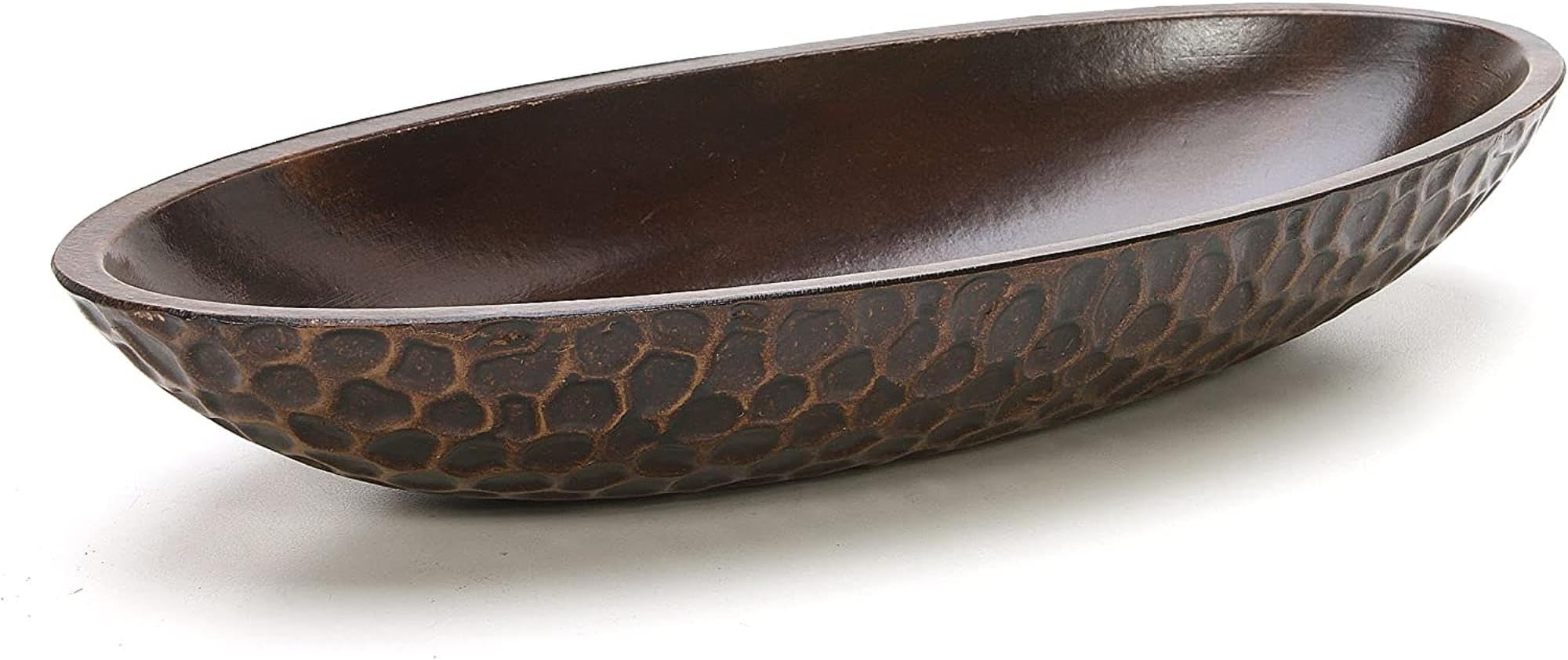 Honeycomb Wood Decor Bowl 14.3-Inch-Long Rustic Decorative Centerpiece for Dry Potpourri & Orbs, Elegant Home & Office Decor, Ideal Gift for Weddings, Spas & Reiki