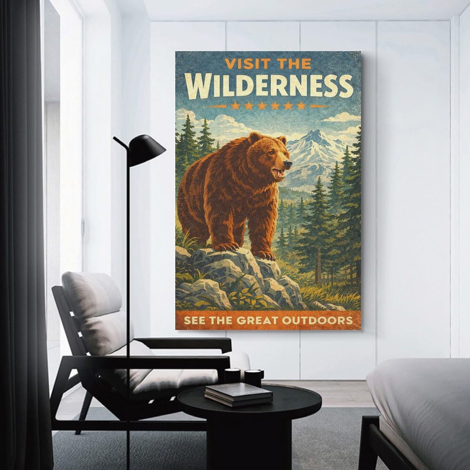 Junmoney Visit The Wilderness Vintage Decorative Wall Artwork 24x36inch(60x90cm), for Living Room, Bedroom, Office Or Hallway, Decorative Artwork with Broad Appeal