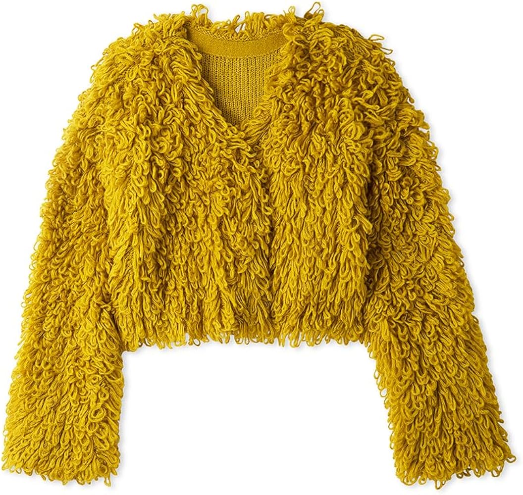 Amazon | [ミラオーウェン] クロップドループヤーンカーディガン