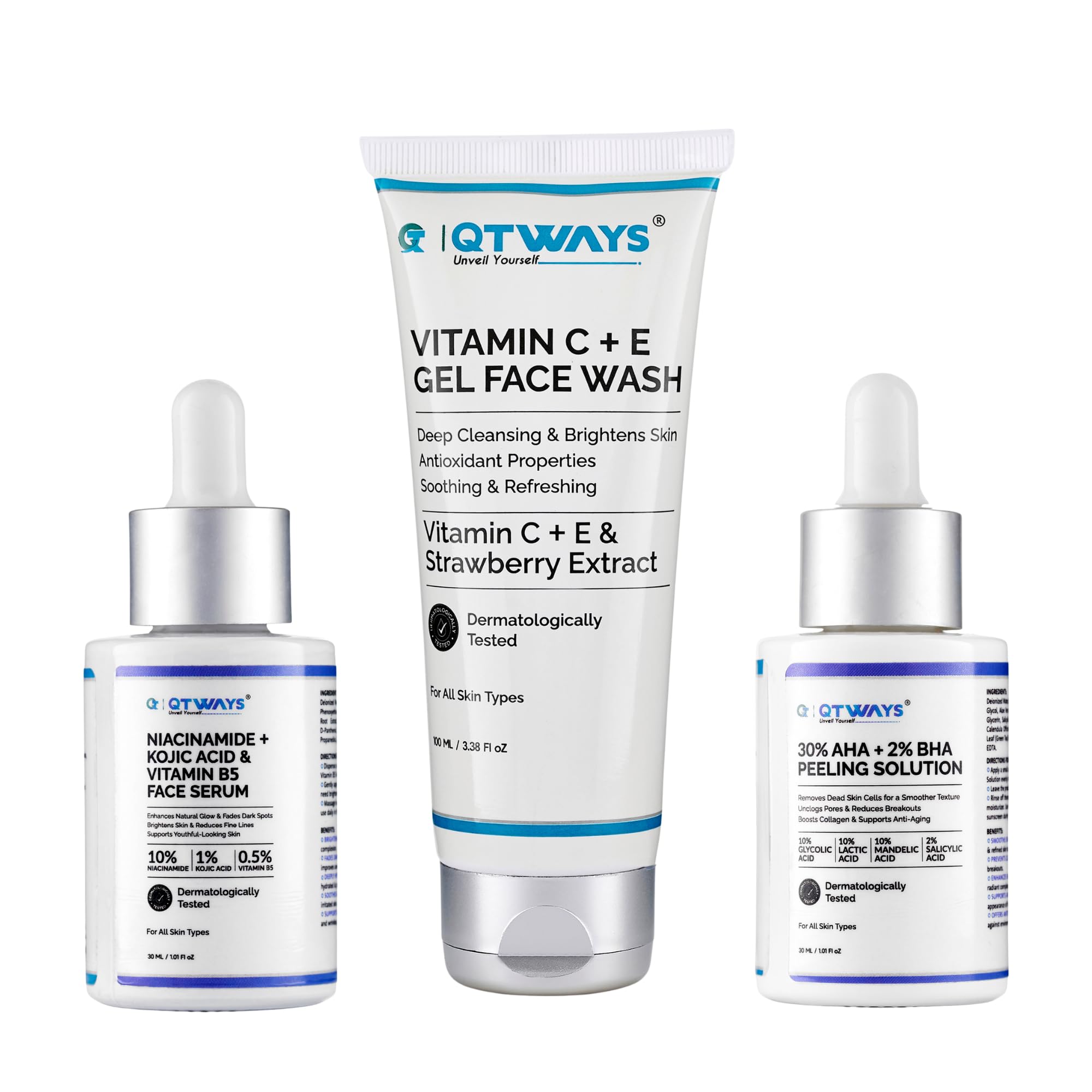 Oily Skin Care Kit | Vitamin C Face Wash + Niacinamide Serum + AHA BHA Peeling Solution | Oil Control & Brightening Combo for Oily & Acne-Prone Skin-image-22