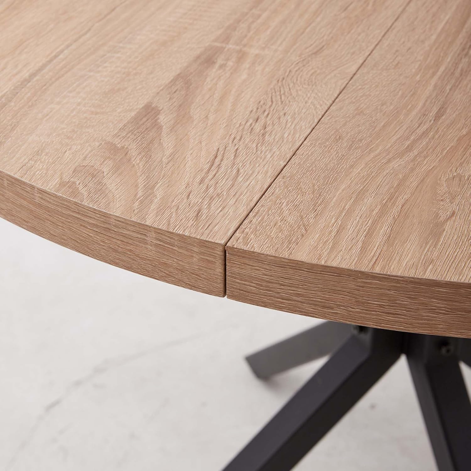 Essgruppe 5-Teilig, 100cm Runder Esstisch und 4 Leinen-Esszimmerstühle, Esstisch und Stühle für 4 Personen, 4 Stühle & Tisch für Küche, Esszimmer und Wohnzimmer (Helle Holzfarbe+Braun)