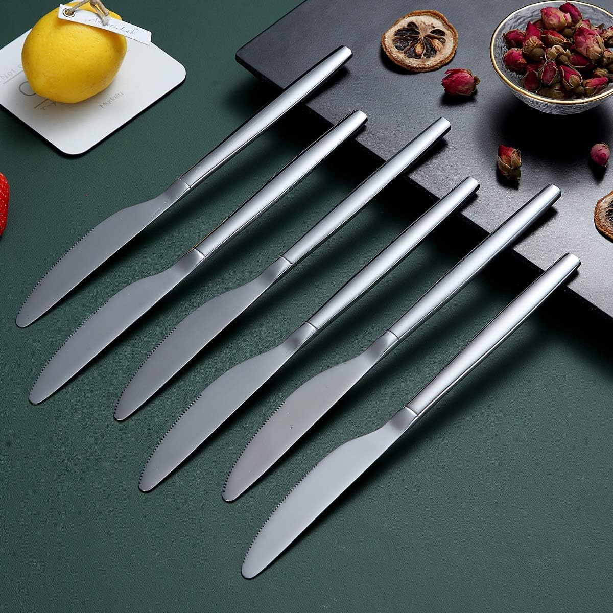 Berglander Dinner Knives Set Of 12, Stainless Steel Shiny Modern Dinner Knife, Butter Knife Table Knives Dishwasher Safe : Home & Kitchen