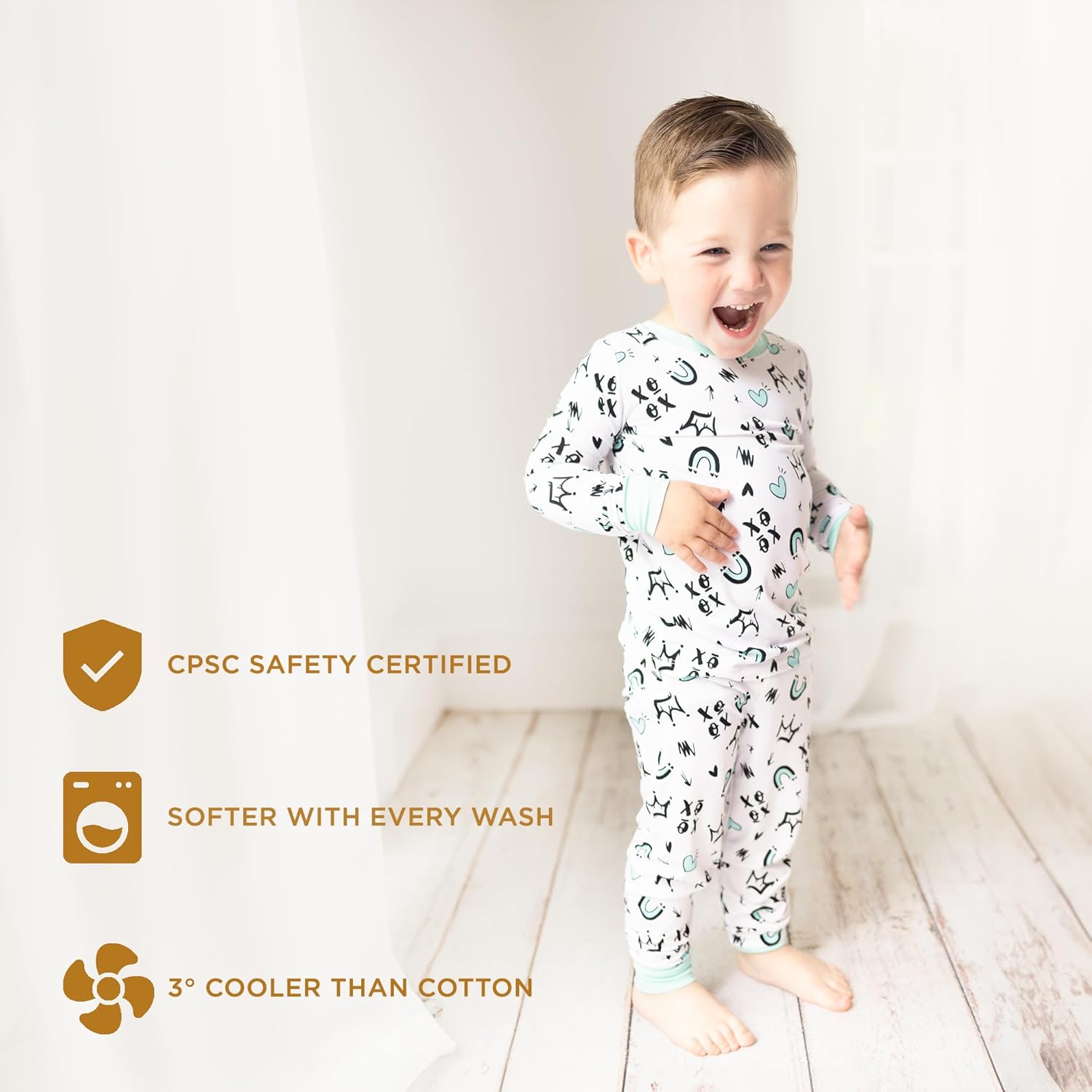 LittleHippo Two-Piece Pajama Set for Boys and Girls, Soft Spandex & Bamboo Viscose, Snug Fit Pajamas, Toddlers, Kids - Image 6