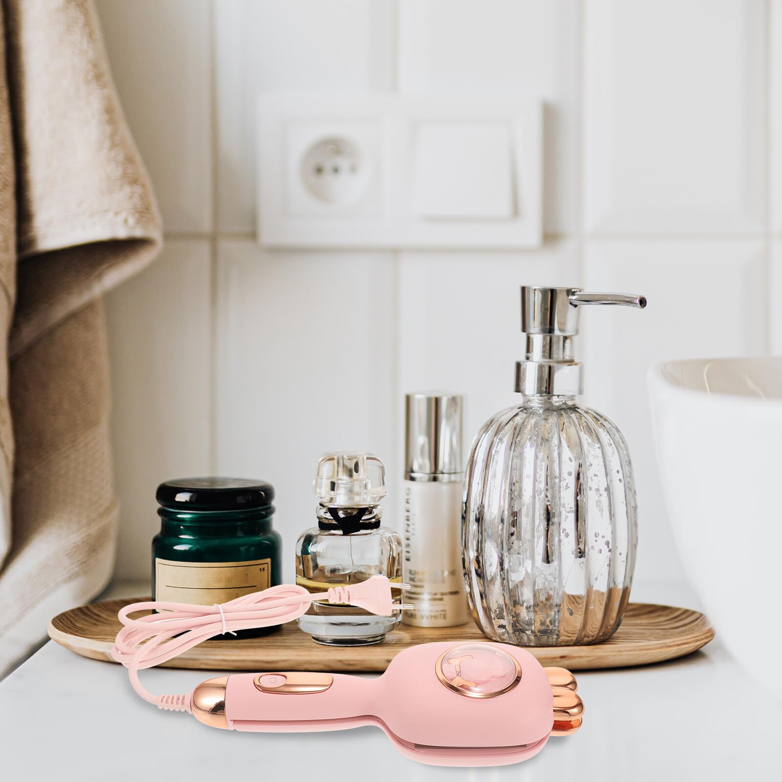 Arricciacapelli Ondulato 32mm Rosa in Abs e Smalto Ceramico