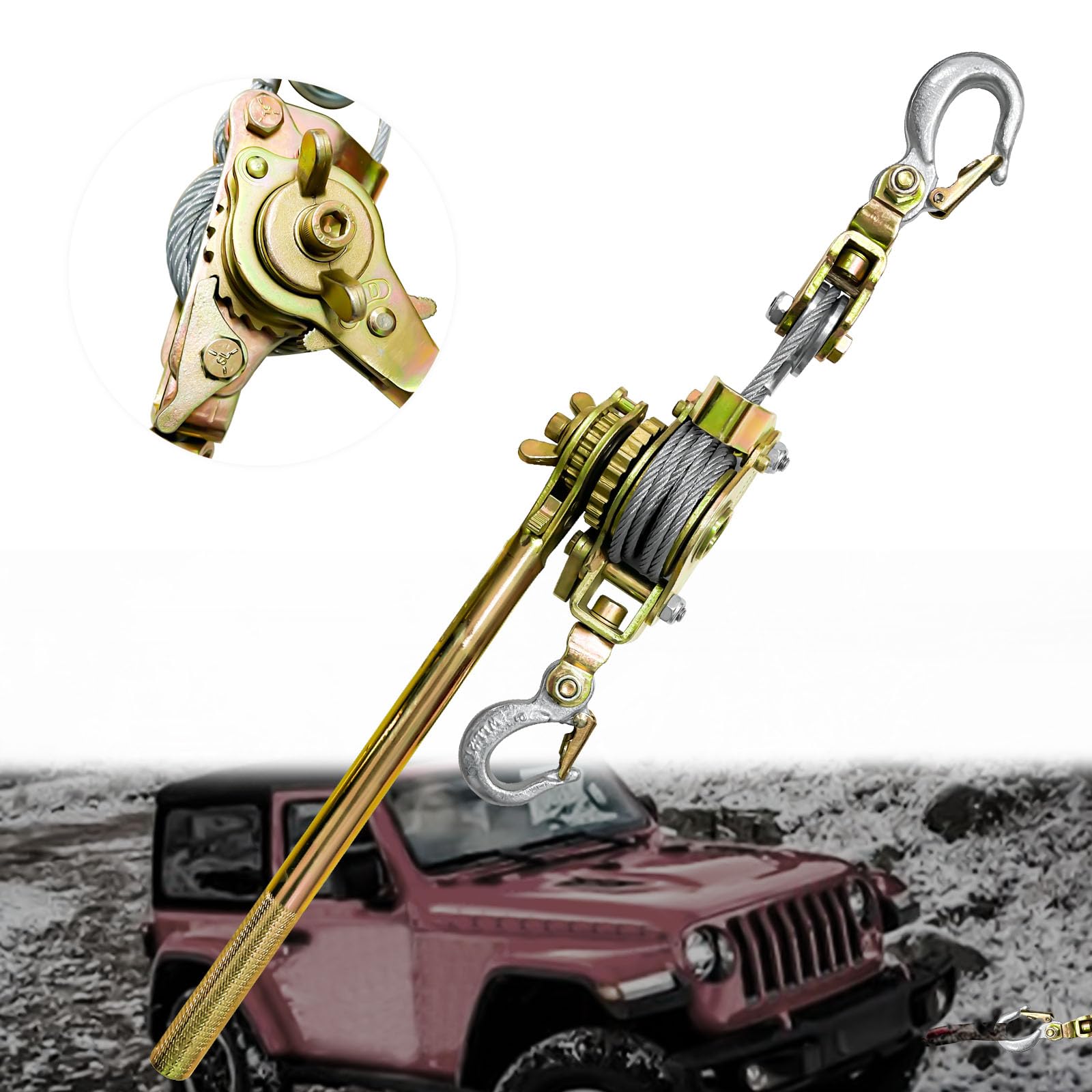 Buy 2T Come Along Winch, 4400lbs Heavy Duty Winch, Hand Cable Ratchet