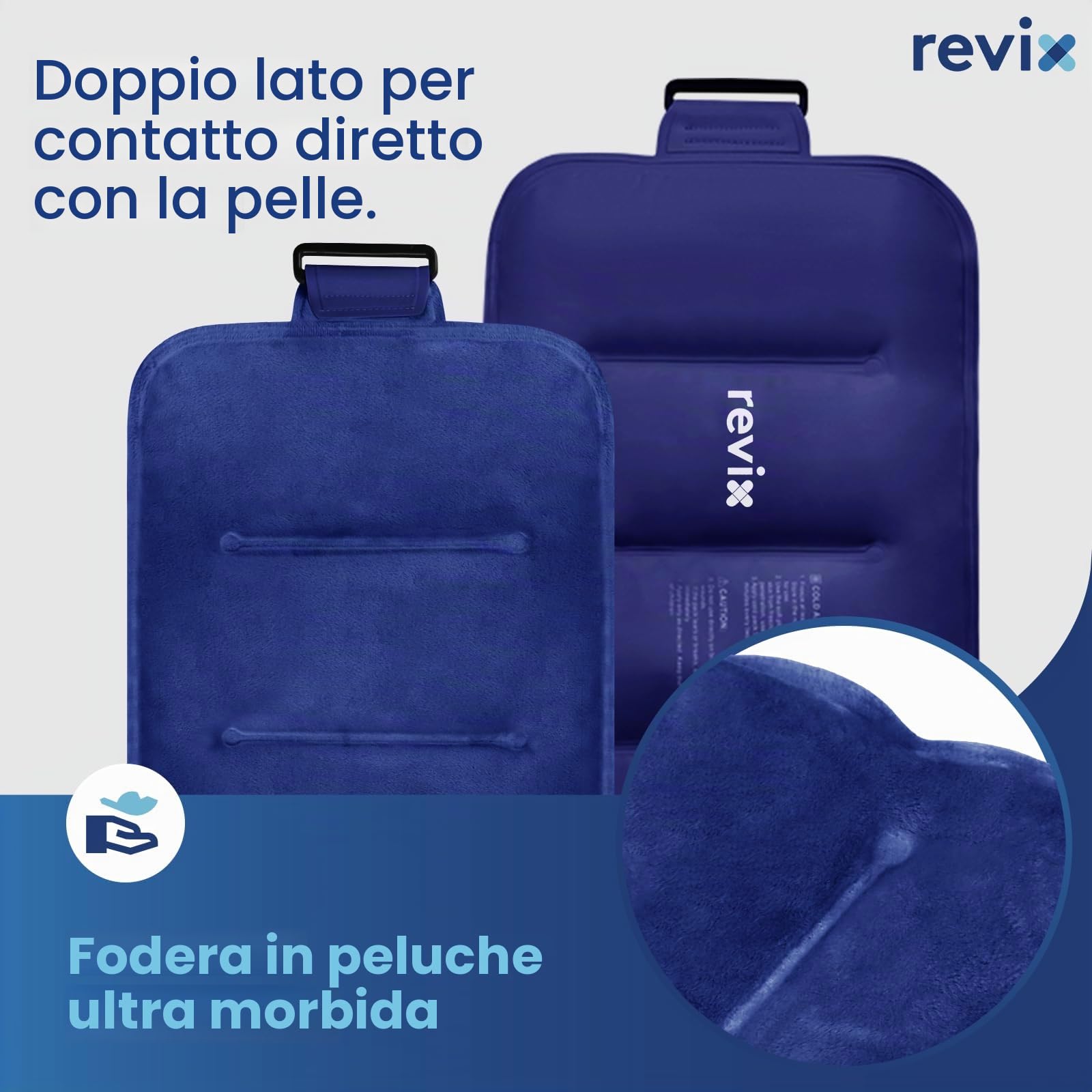 REVIX Impacco di ghiaccio riutilizzabile per sollievo dalla schiena, morbido rivestimento in gel per la parte bassa della schiena, stinco, ginocchio, anca, braccio, impacco freddo flessibile, 41x23 cm