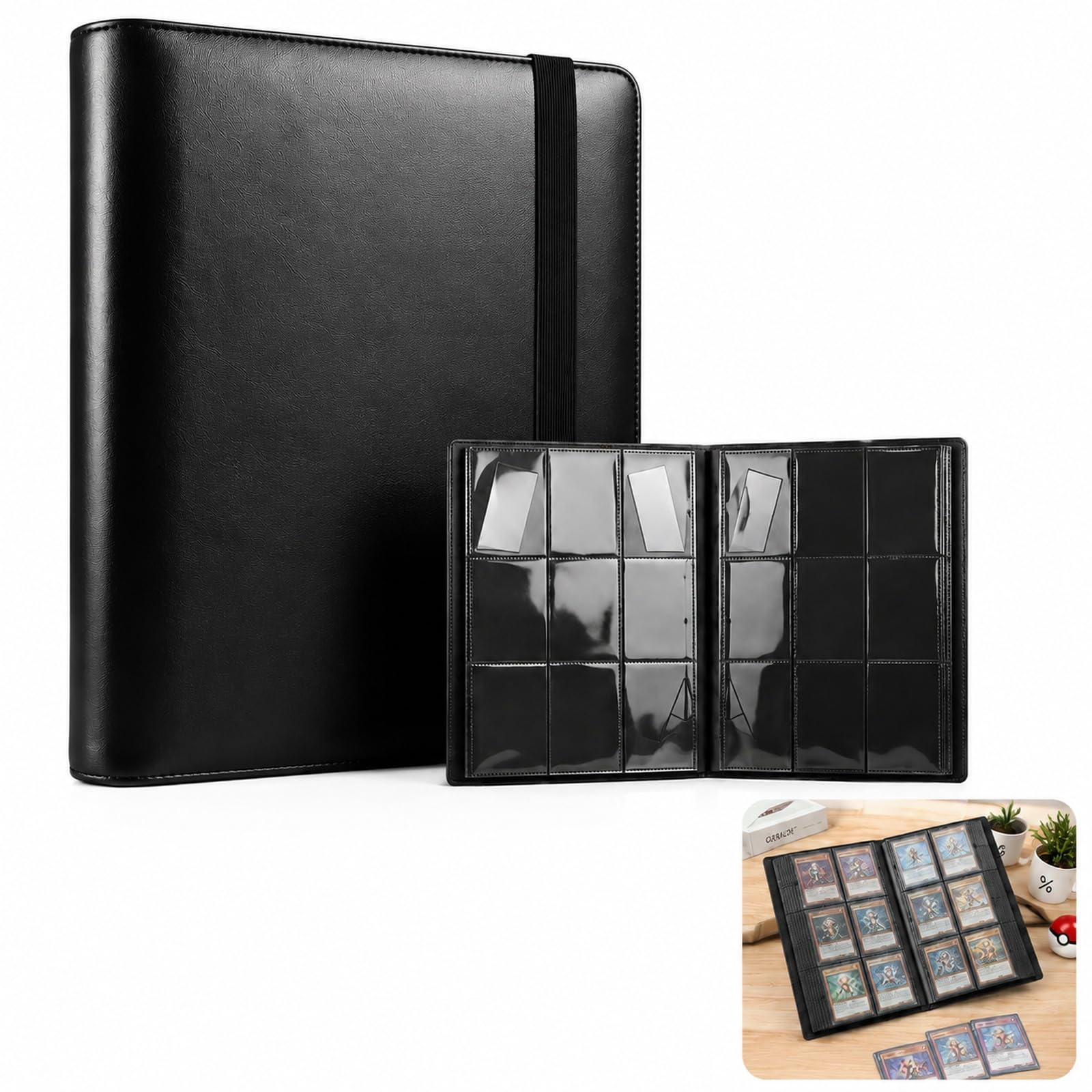 Kaaeiccr Black Card Binder, 360 Pockets Trading Card Album For Collectors