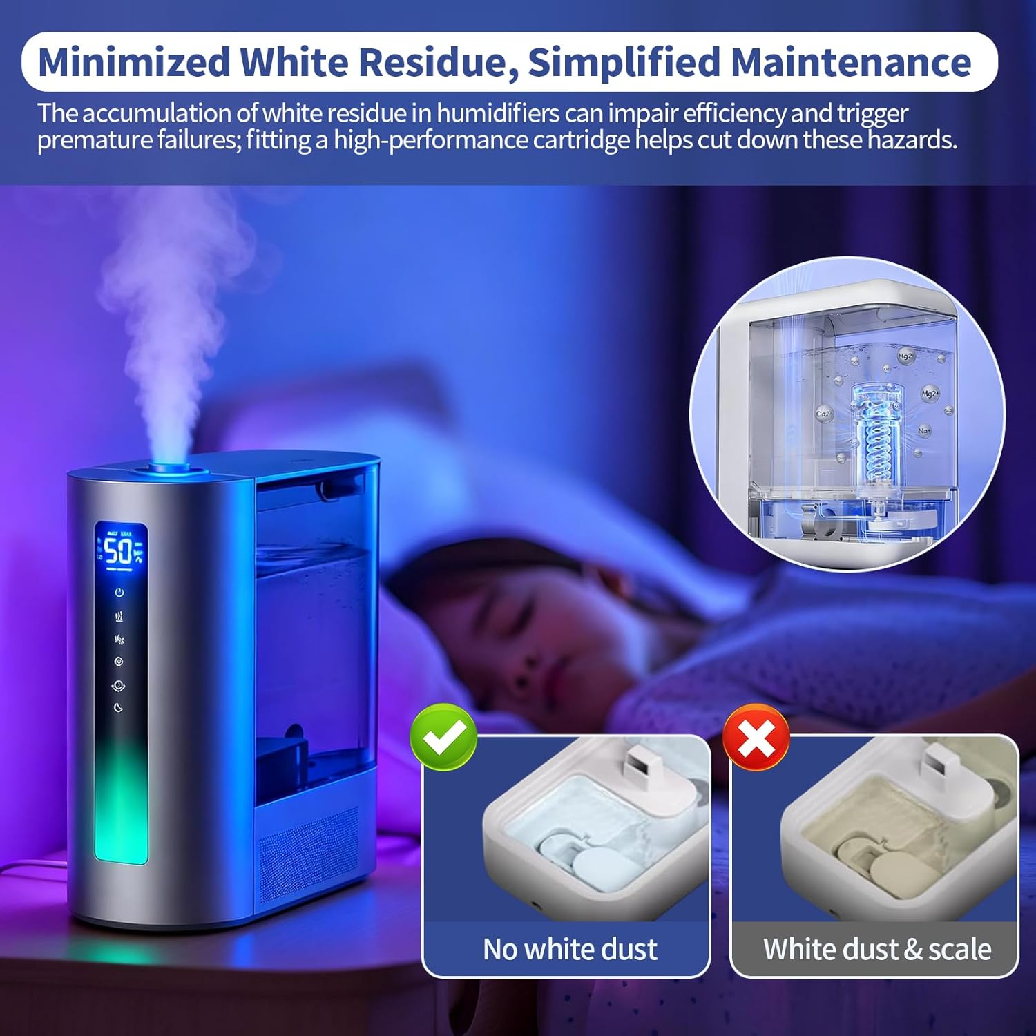 4 Pack Demineralization Cartridge Filter for Humidifier Compatible with Dreo Humidifiers HM512S/HM612S/HM713/HM713S/HM813S/HM717S, Reduce Minerals, Filter Hard Water, Eliminate White Dust