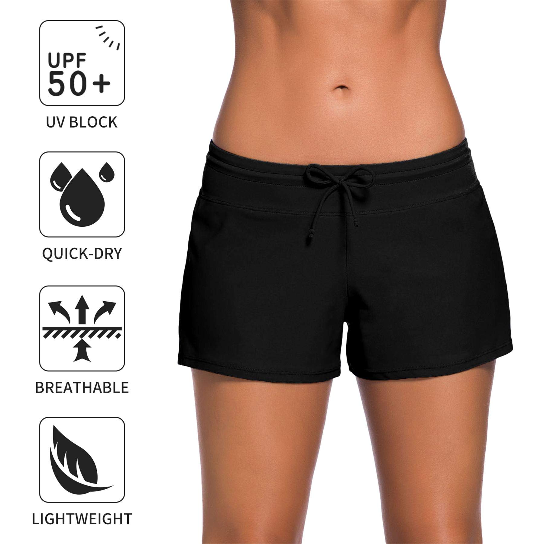 Shorts de Natación y Baño para Mujer - Secado Rápido, Estilo Boyleg, División Lateral - Playa, Surf, Deportes Acuáticos - Bikini Short Esencial con Protección UV