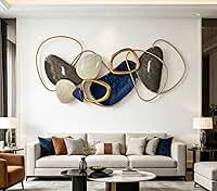Decoração de parede de metal grande, esculturas de parede modernas feitas à mão inspiradas em pedra abstrata 3D para sala de estar, quarto, entrada 104 x 48 cm