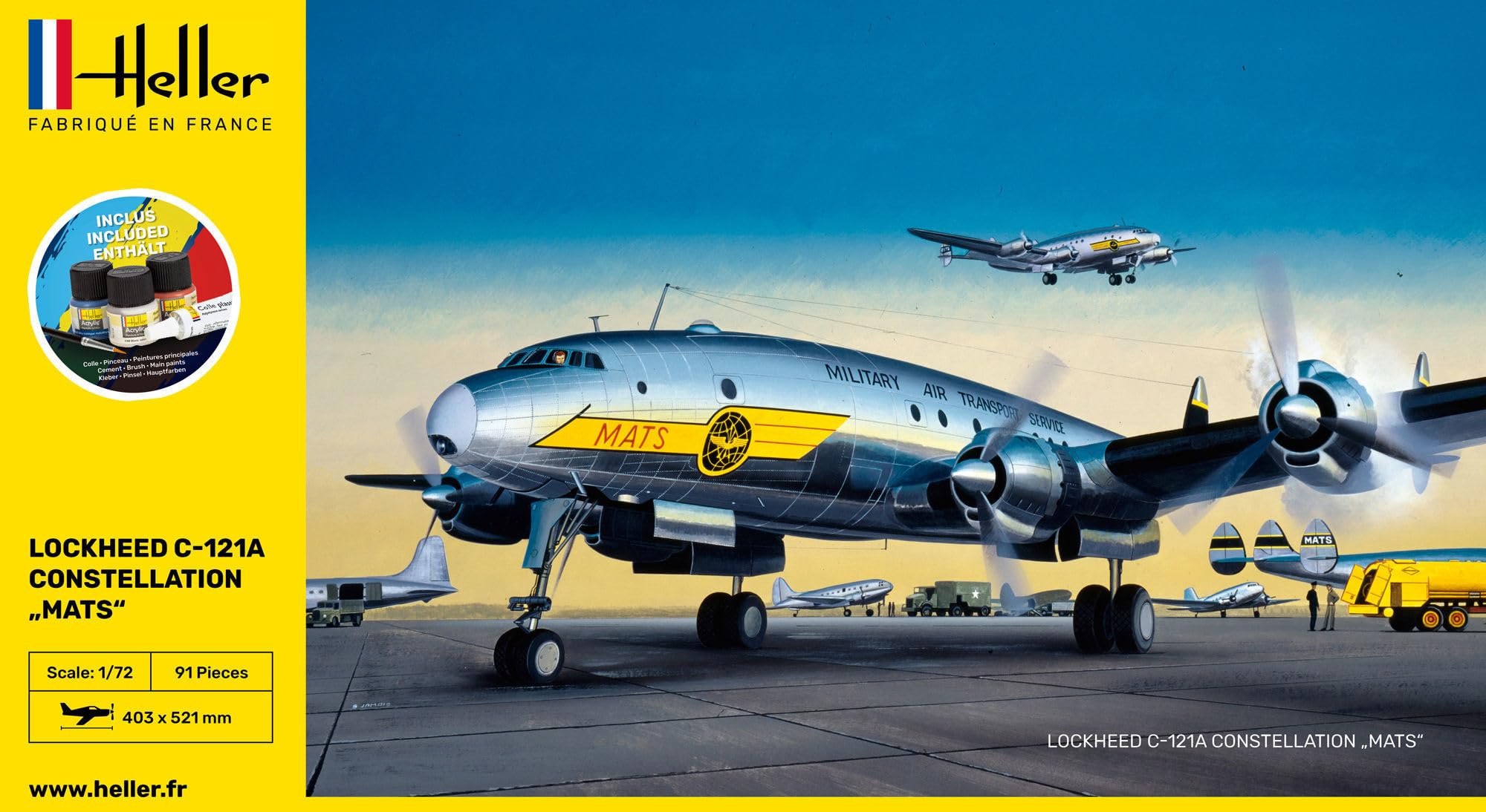Kit Maquette Heller C-121A Constellation – 1/72, Modèle Avion à Assembler – Débutant