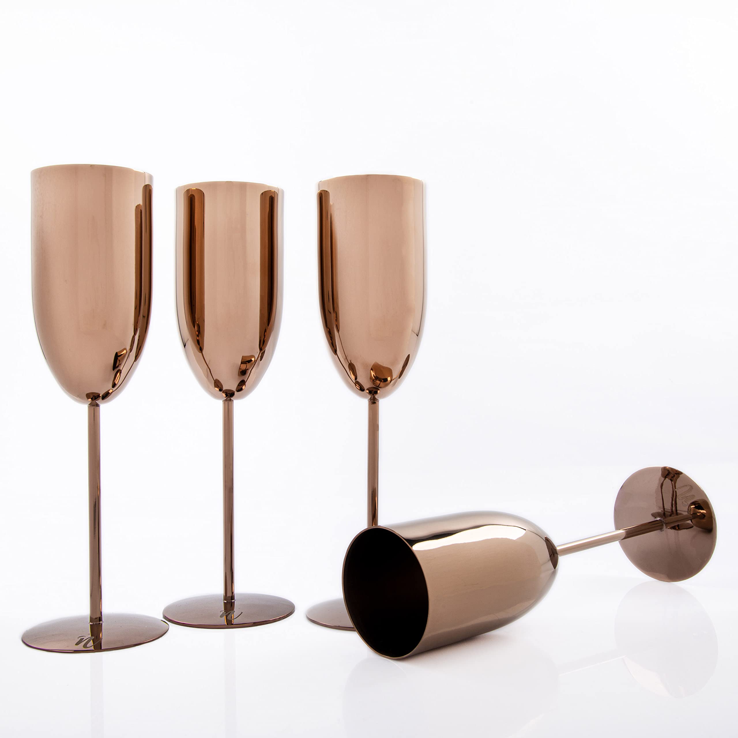 GIBOX Glory Tulip Wine Glass (4 Piece) Rose Gold, 350ml Wine Goblet | Champagne Tulip Design Glasses for Party, Home, and Restaurant | Perfect for Juice, Champagne, Red and White Wine