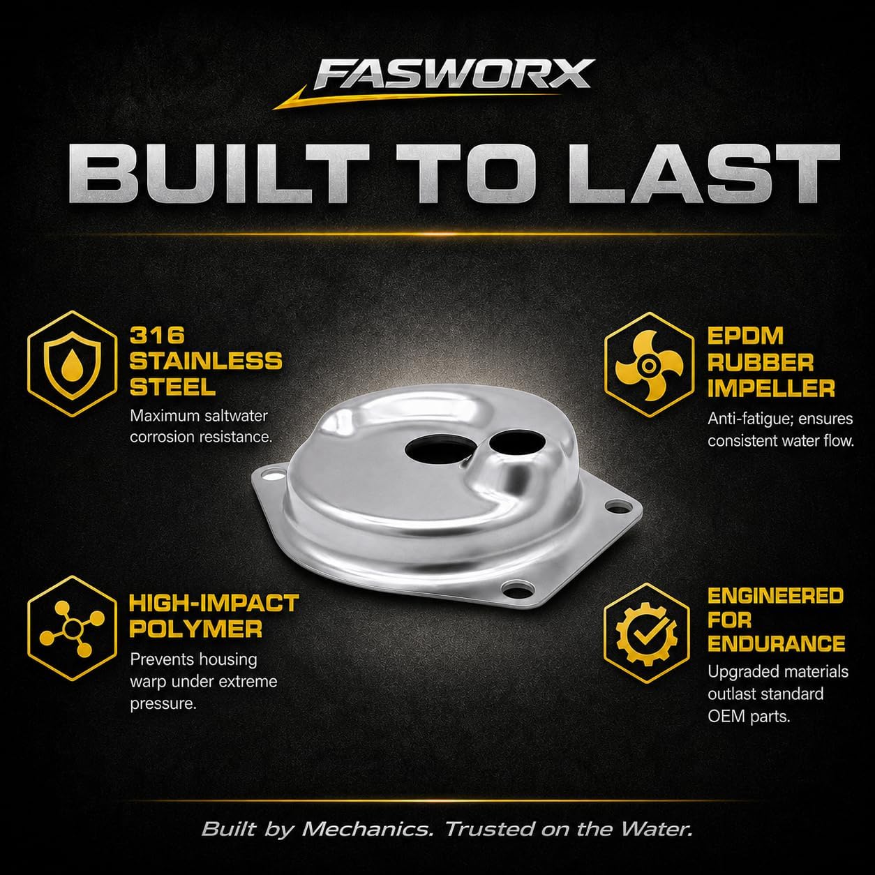 FASWORX 46-99157T2 Upper Water Pump Repair Kit for Mercury Mariner 9.9 15 20 25 HP Outboards, Replaces 46-99157A2, 46-99157A02, 85098A2, Fits 2-Stroke & 4-Stroke 323cc Bigfoot Models