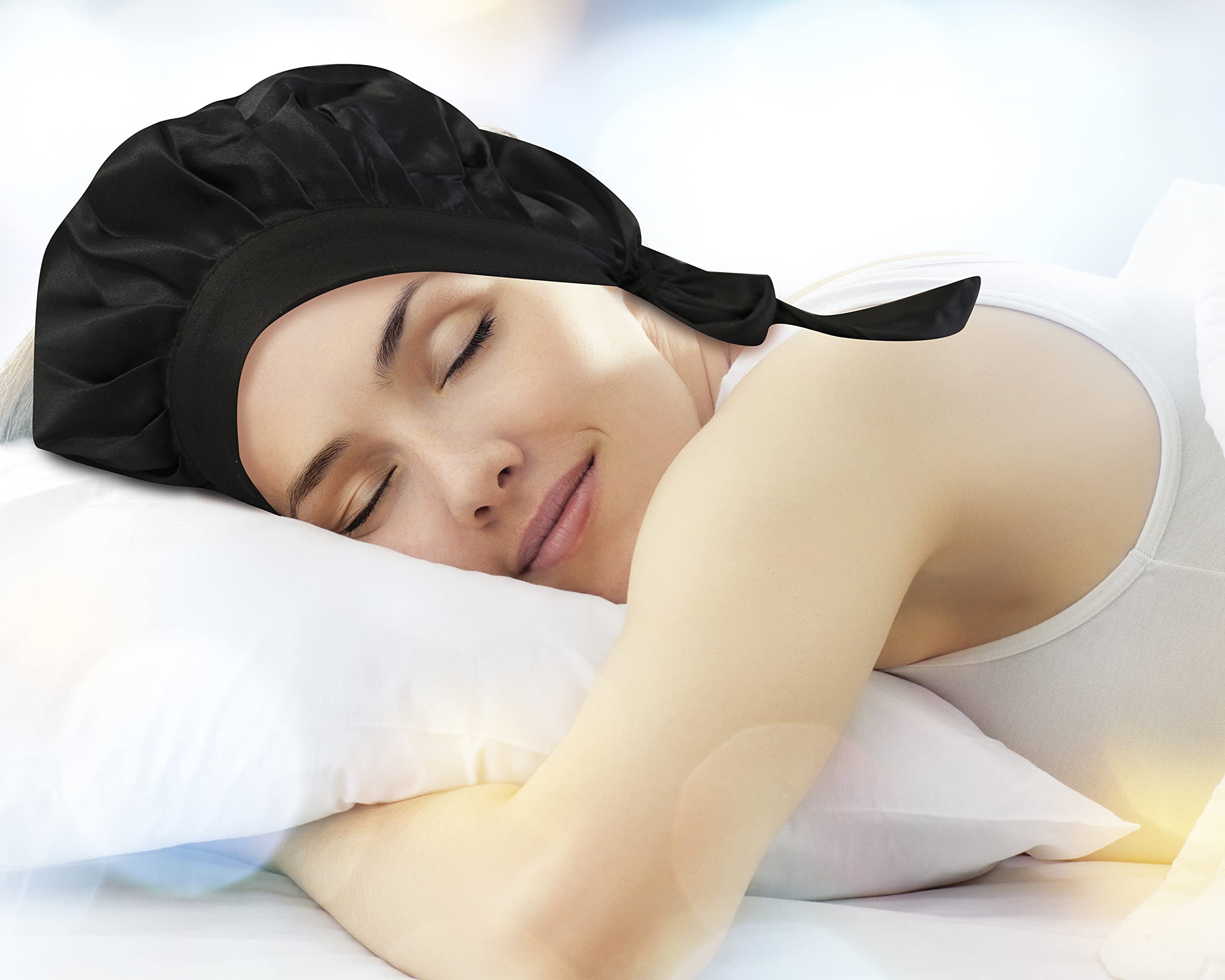 Bonnet de Nuit en Soie Naturelle de Mûrier- Femme-19 Mommes-Extra Large-Bandeau élastique– Charlotte Foulard De Sommeil- Pour les Cheveux Secs Cassants bouclés Afro Crépus–Night Silk Sleeping Cap