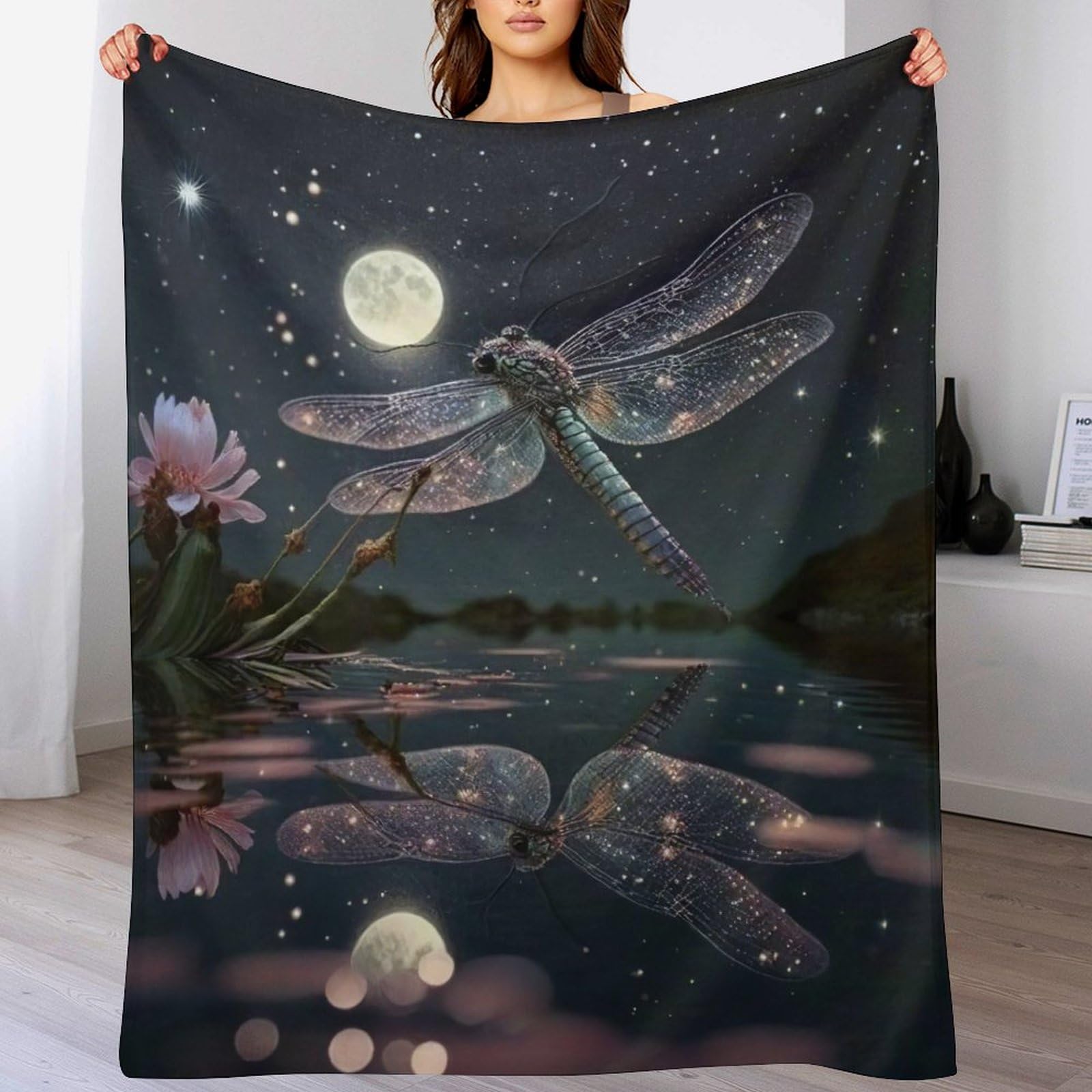 Couverture polaire libellule chaude et duveteuse pour un confort thermique sur le sofa