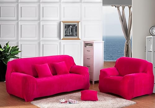 Miniatura 2 de vctops Funda elástica para sofá de felpa de terciopelo con parte inferior elástica, funda de sofá suave y mullida para sofá de 3 cojines, protector