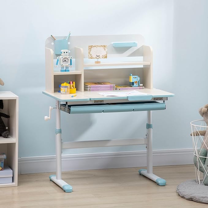 Amazon.com: Majnesvon Wooden Kids Study Desk, Height Adjustable ...