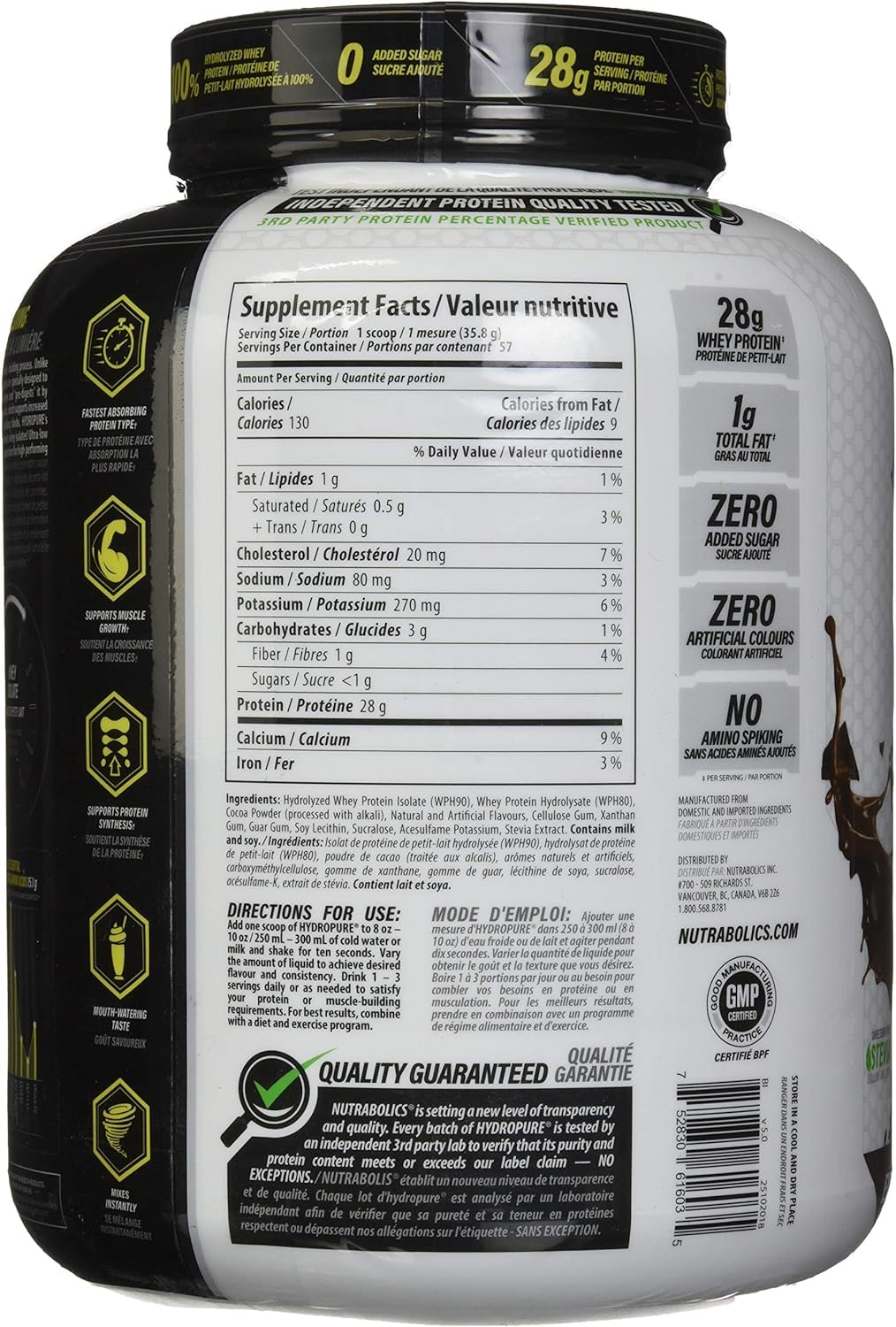 Nutrabolics Hydropure Whey Protein Powder | 100% Hydrolyzed Whey Protein | 28g Protein, Fast Absorbing Protein, Low Fat, Low Carbs | 4.5LB (Vanilla Milkshake) — Amazon image 4