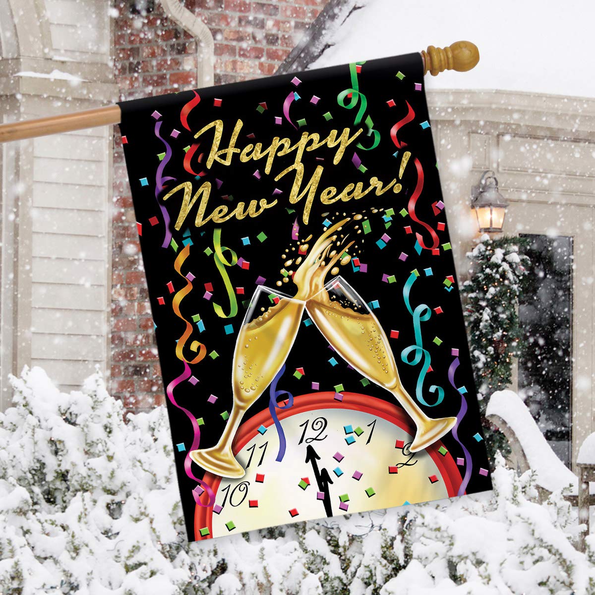 Briarwood Lane Happy New Year Clock Garden Flag – 12.5" X 18", Polyester