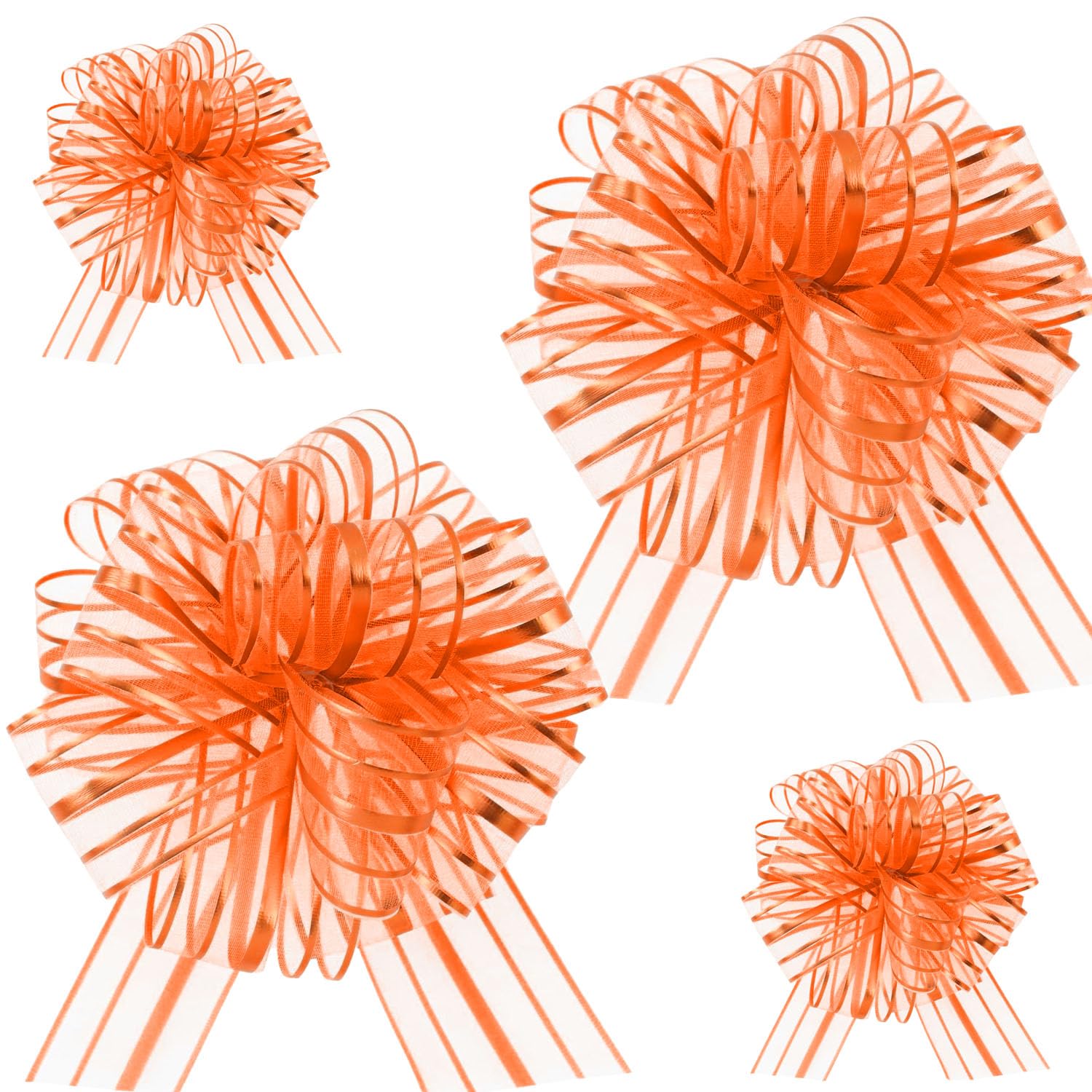 Pull Bow Large Organza Present Wrapping Ribbon Bow Christmas Pull Bow Orange 50mm Big Pull Bow for Wedding Car Decoration Gift Baskets Flower Bouquet Crafts Party Decoration Pack of 20