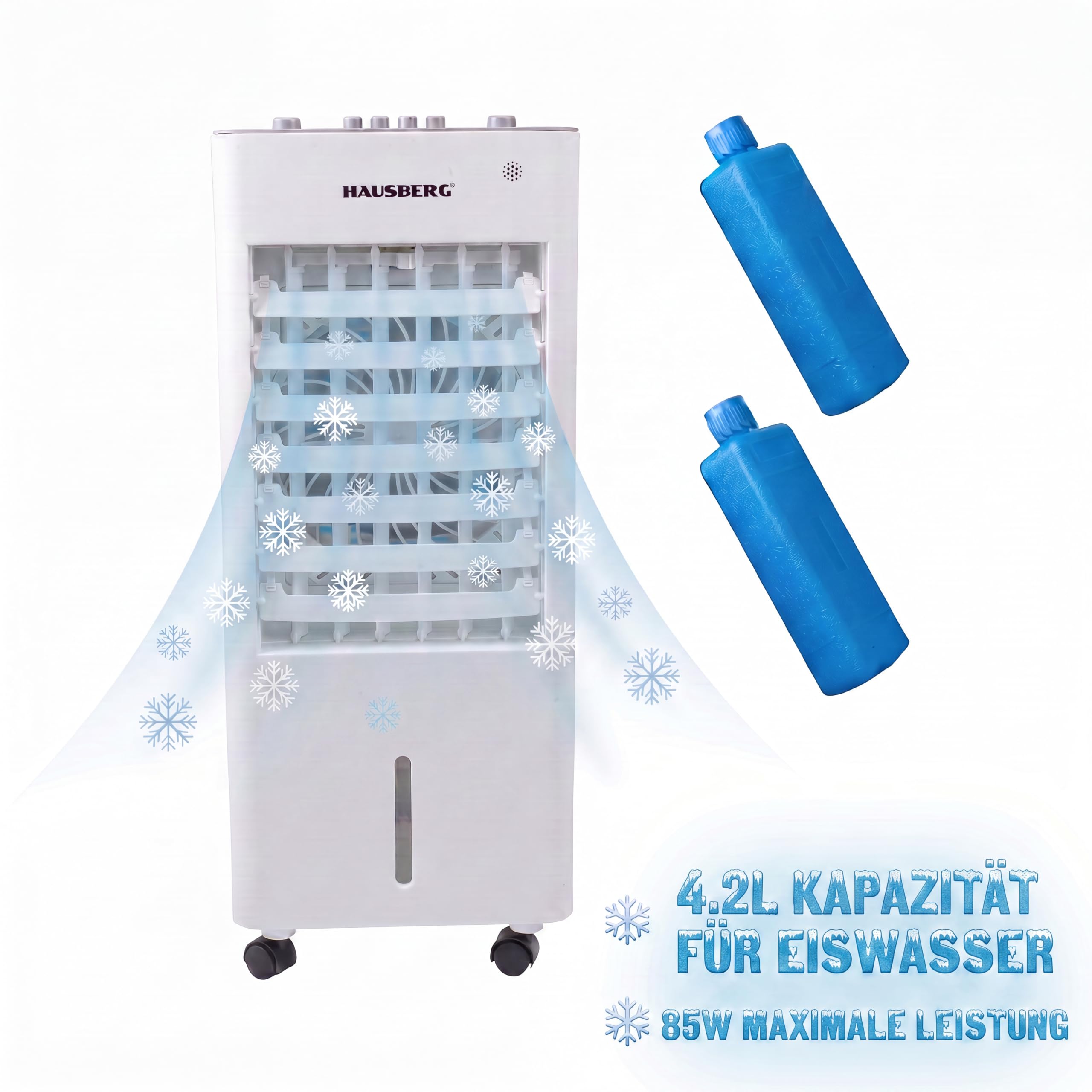 Klimagerät ohne abluftschlauch | 4 L Top Fill Wassertank | Luftkühler mit Kühlakkus - 3 Geschwindigkeiten | Mobiles Klimagerät mit Oszillation | ohne Fernbedienung