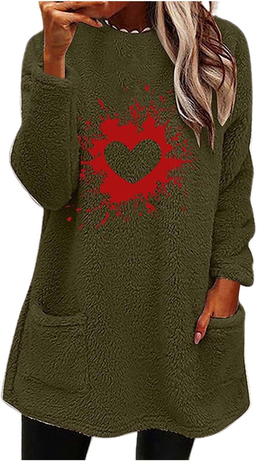 Hoodies for Women Fleece Linend Warm Sweatshirt Hoodies Long Sleeve Tunic Pullover with Pockets Warm Winter Hoodies