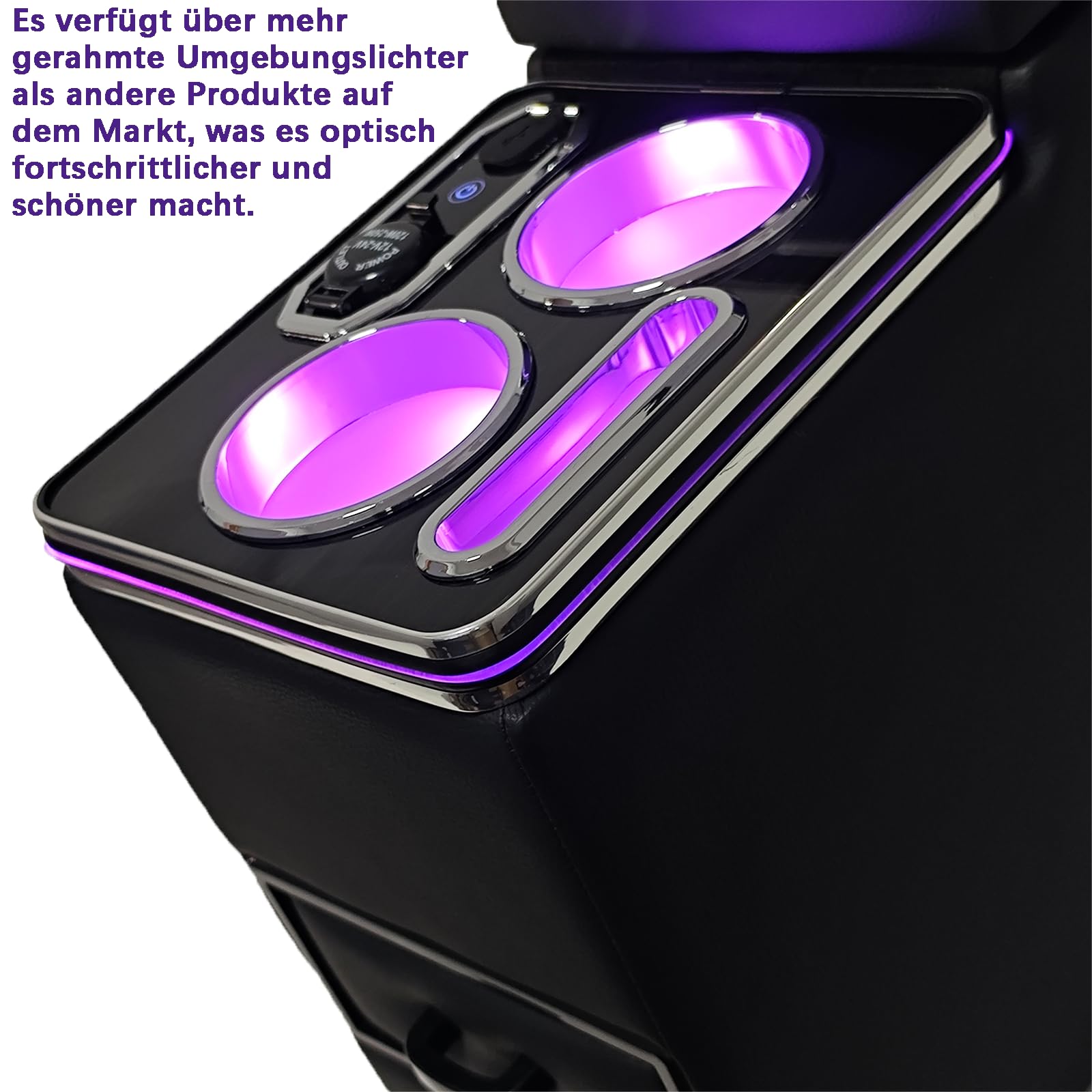 JINBZZON Console Centrale Auto Per VW T4/T5/T6/T7 Con Ricarica Wireless E Luci LED 7 Colori - Nero - 4