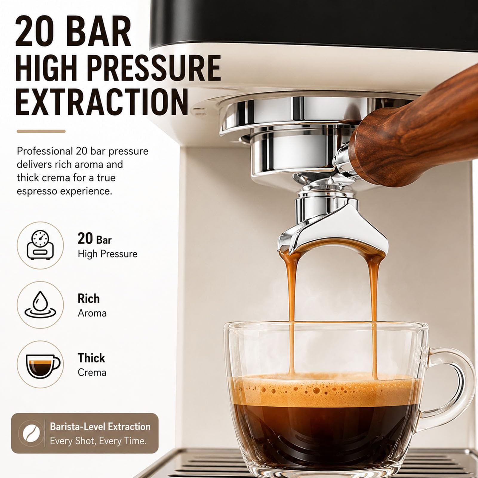 Ekspres Do Espresso Z Młynkiem, 20 Barowy Ekspres Do Kawy do Latte | Automatyczny Ekspres Do Espresso Z 18 Ustawieniami Mielenia, Ekranem Dotykowym, Spieniaczem Do Mleka, Zbiornikiem(Black)