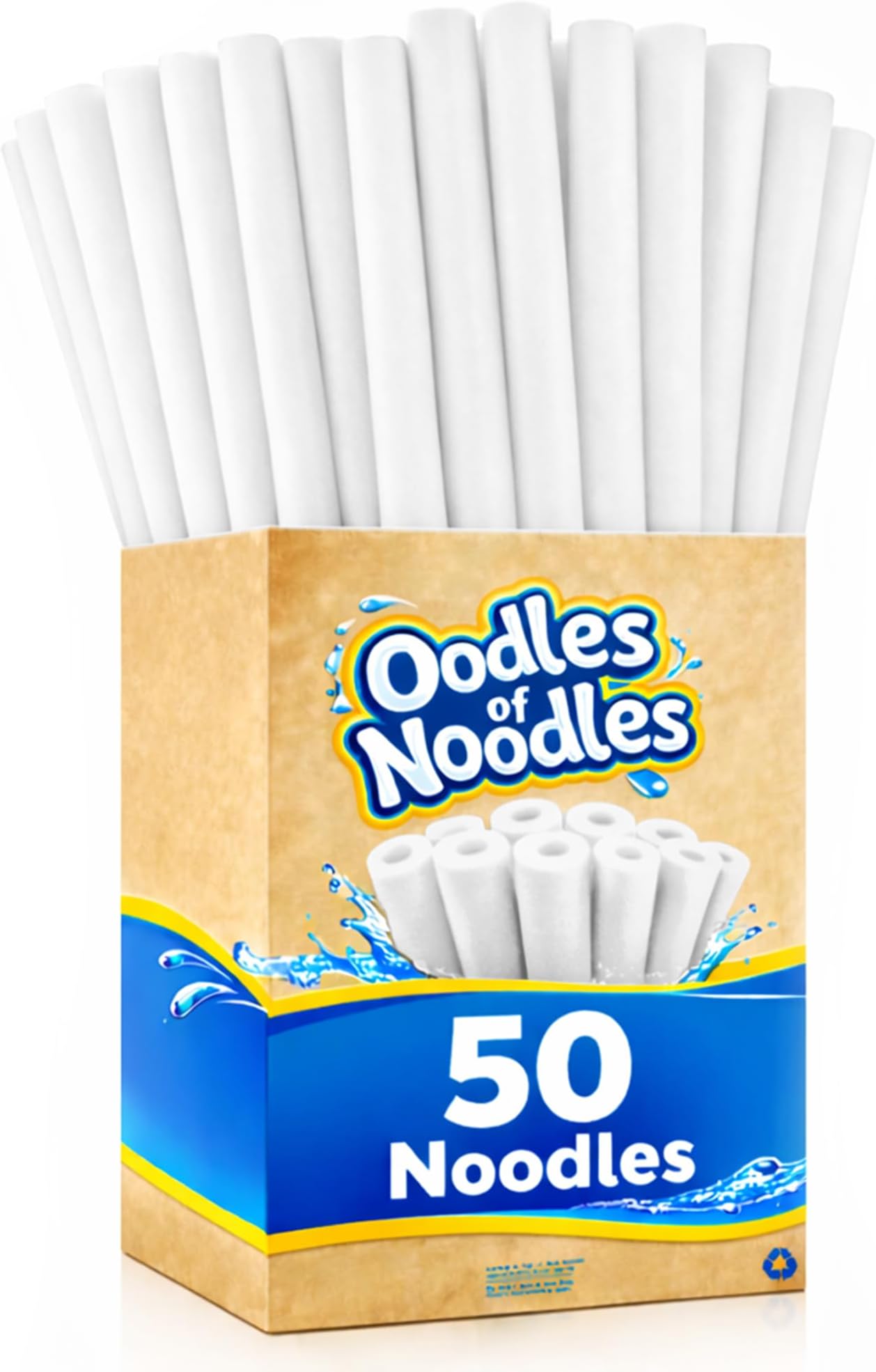 Oodles of Noodles Deluxe Rainbow Swimming Pool Noodles Foam- Pack of 50 - Approx. 48 inch x 2.5 inch Multi-Purpose Foam Tubes, Pool Floats for Water Fun, Exercise, Crafts, Padding, Insulation & More